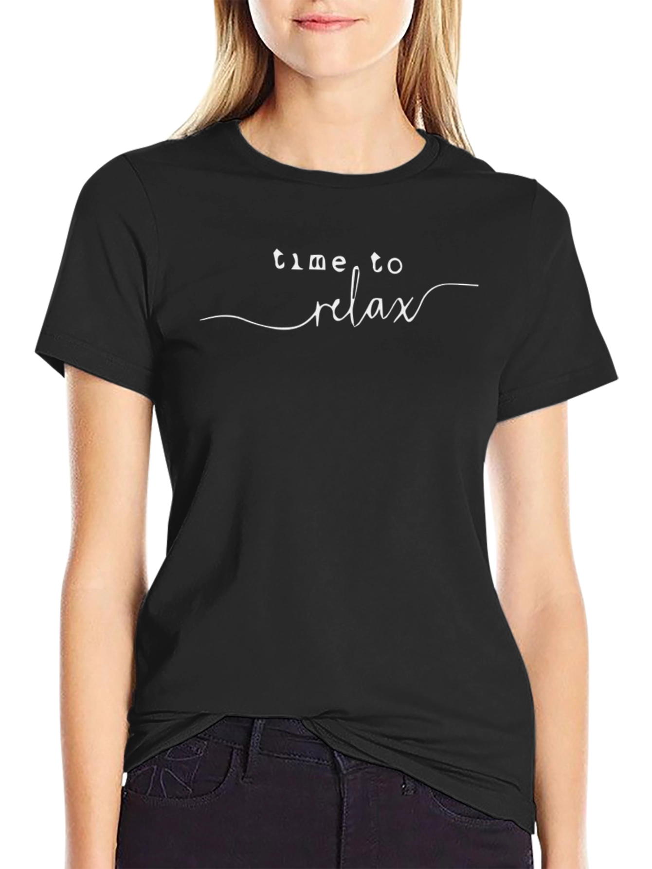 Time to Relax Graphic Tee - Black Relaxed Fit