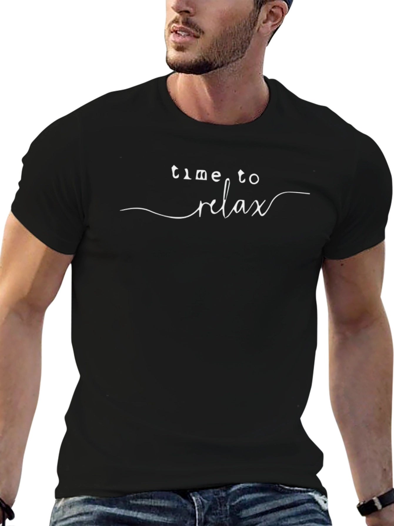 Time to Relax Graphic Tee - Black Relaxed Fit