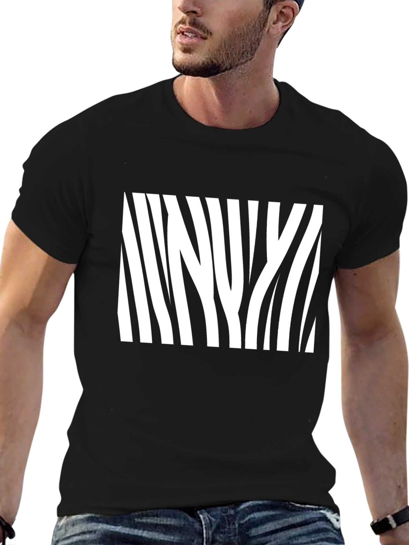 Zebra Stripe Graphic Tee - Mens Black T-Shirt