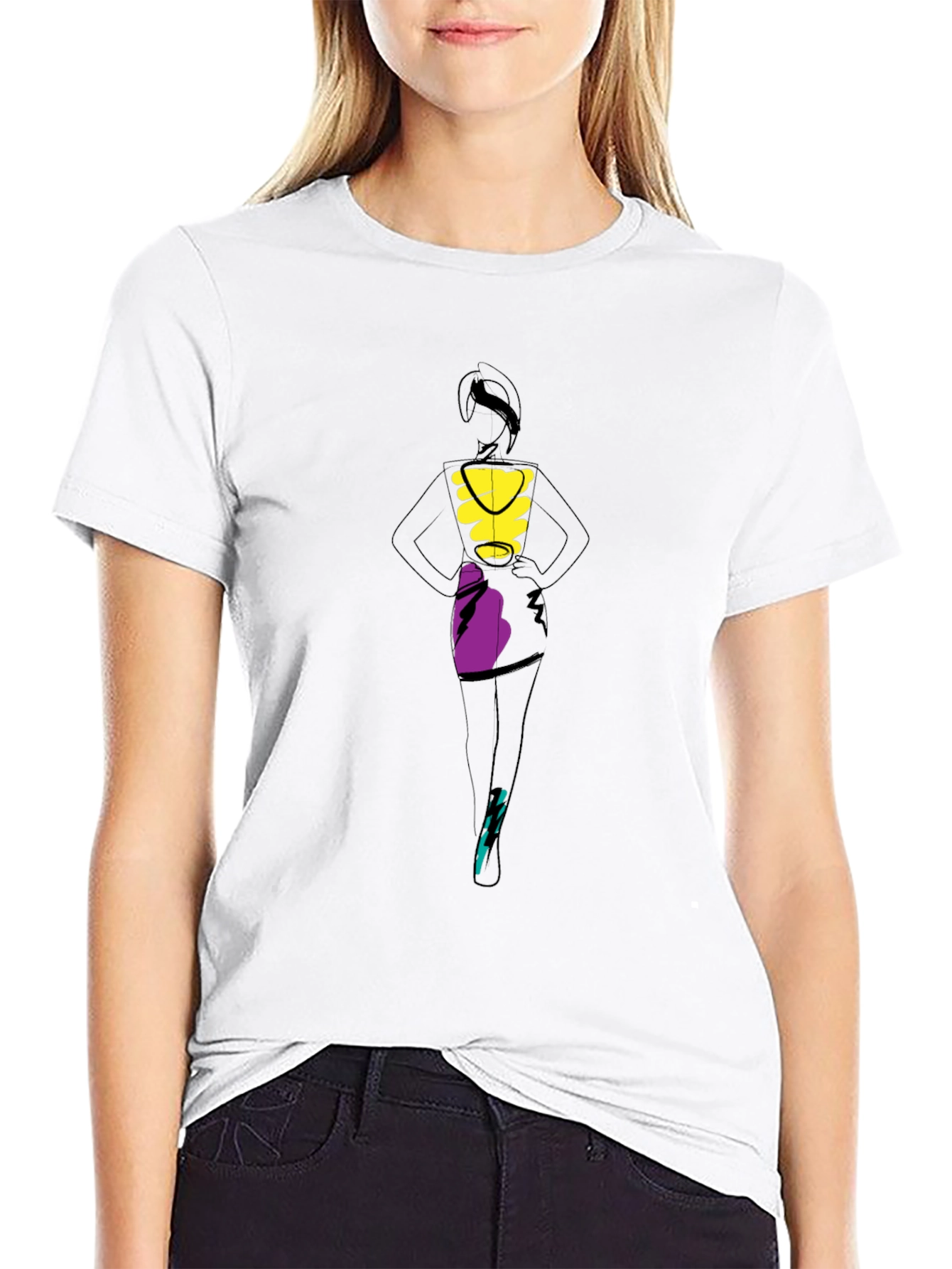 Abstract Fashion Tee - Black Graphic T-Shirt