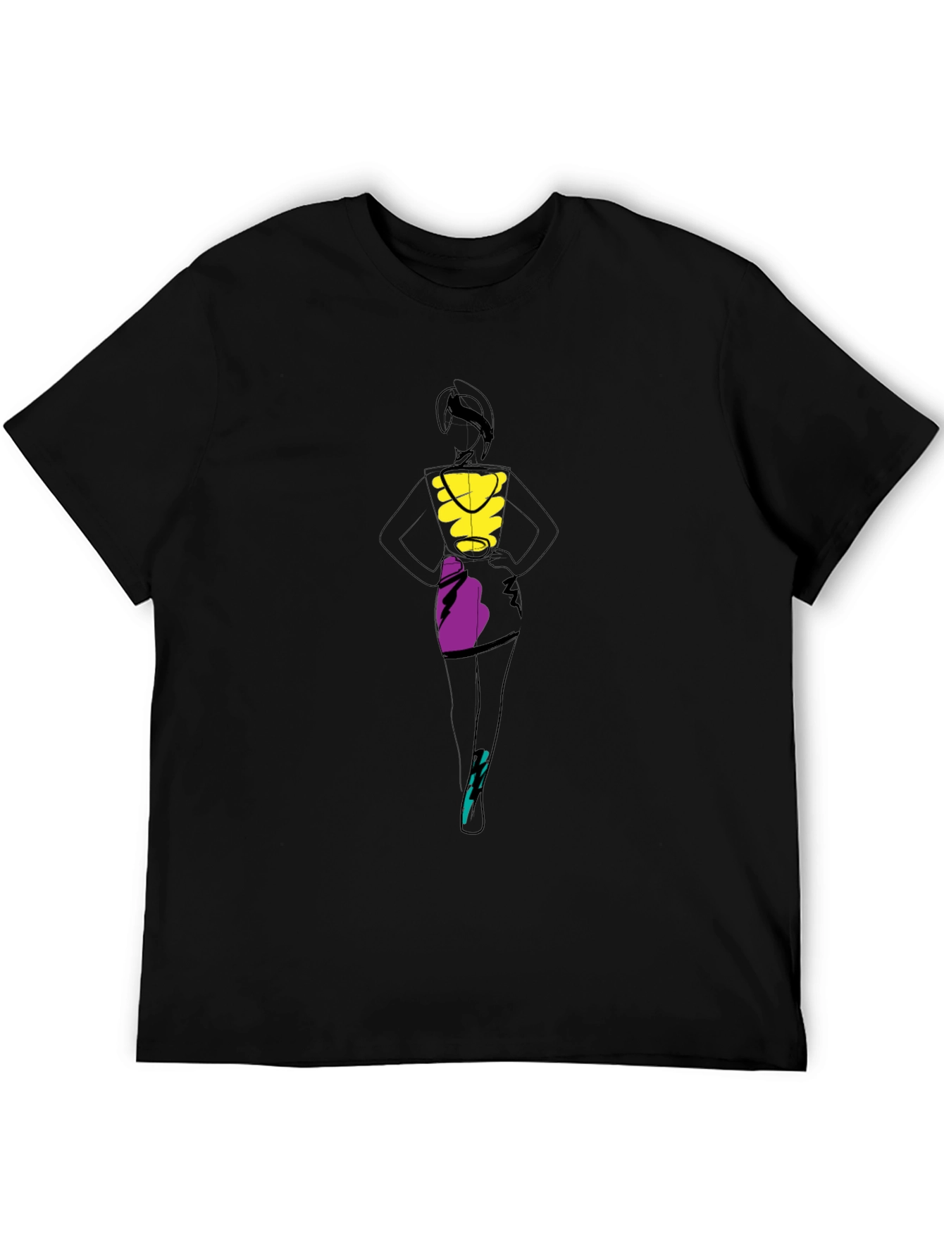 Abstract Fashion Tee - Black Graphic T-Shirt
