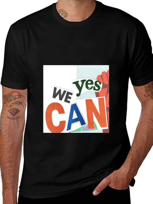 We Yes Can Graphic Print Black T-Shirt