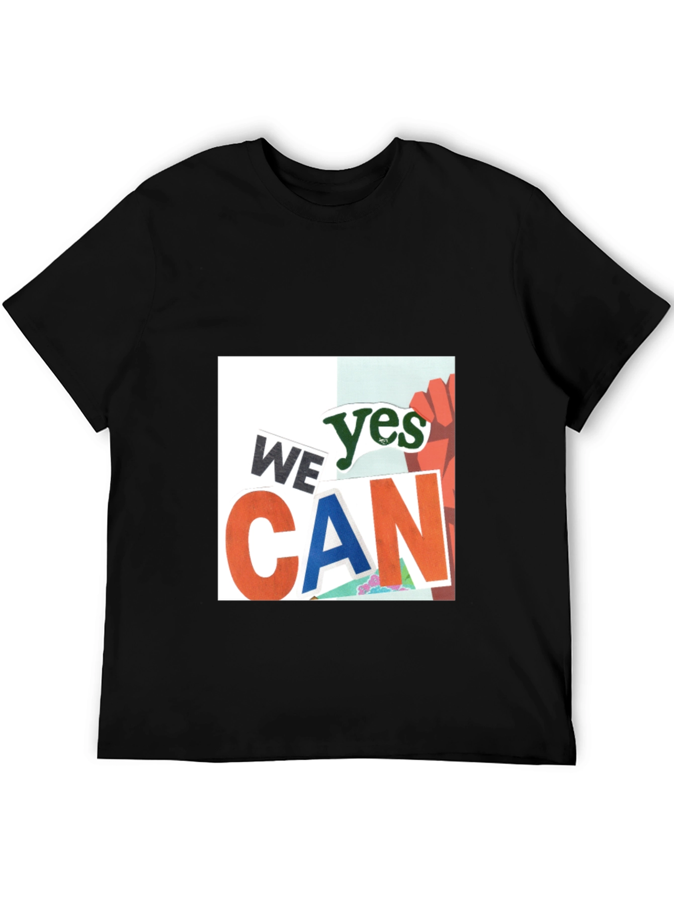 We Yes Can Graphic Print Black T-Shirt