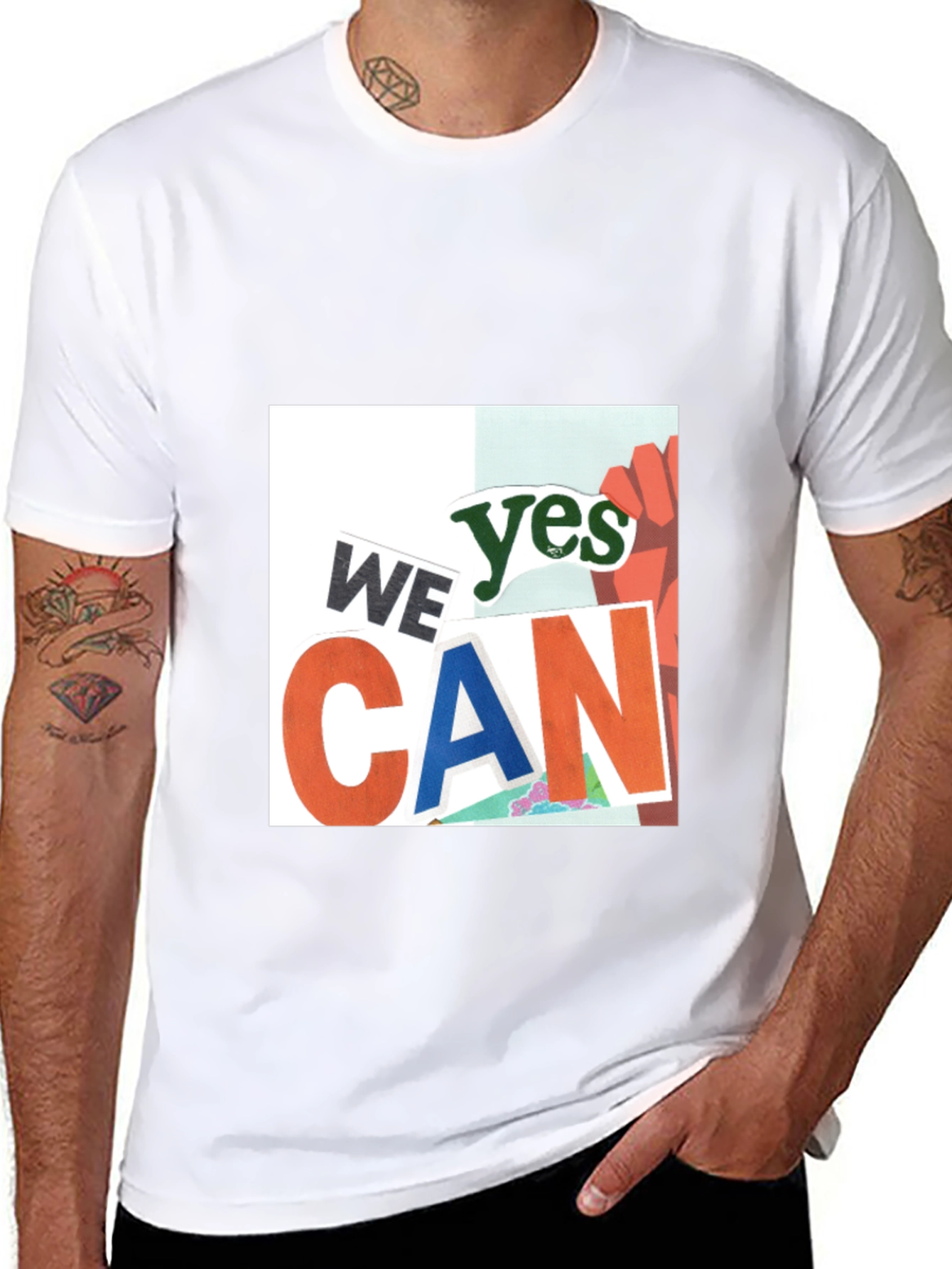 We Yes Can Graphic Print Black T-Shirt
