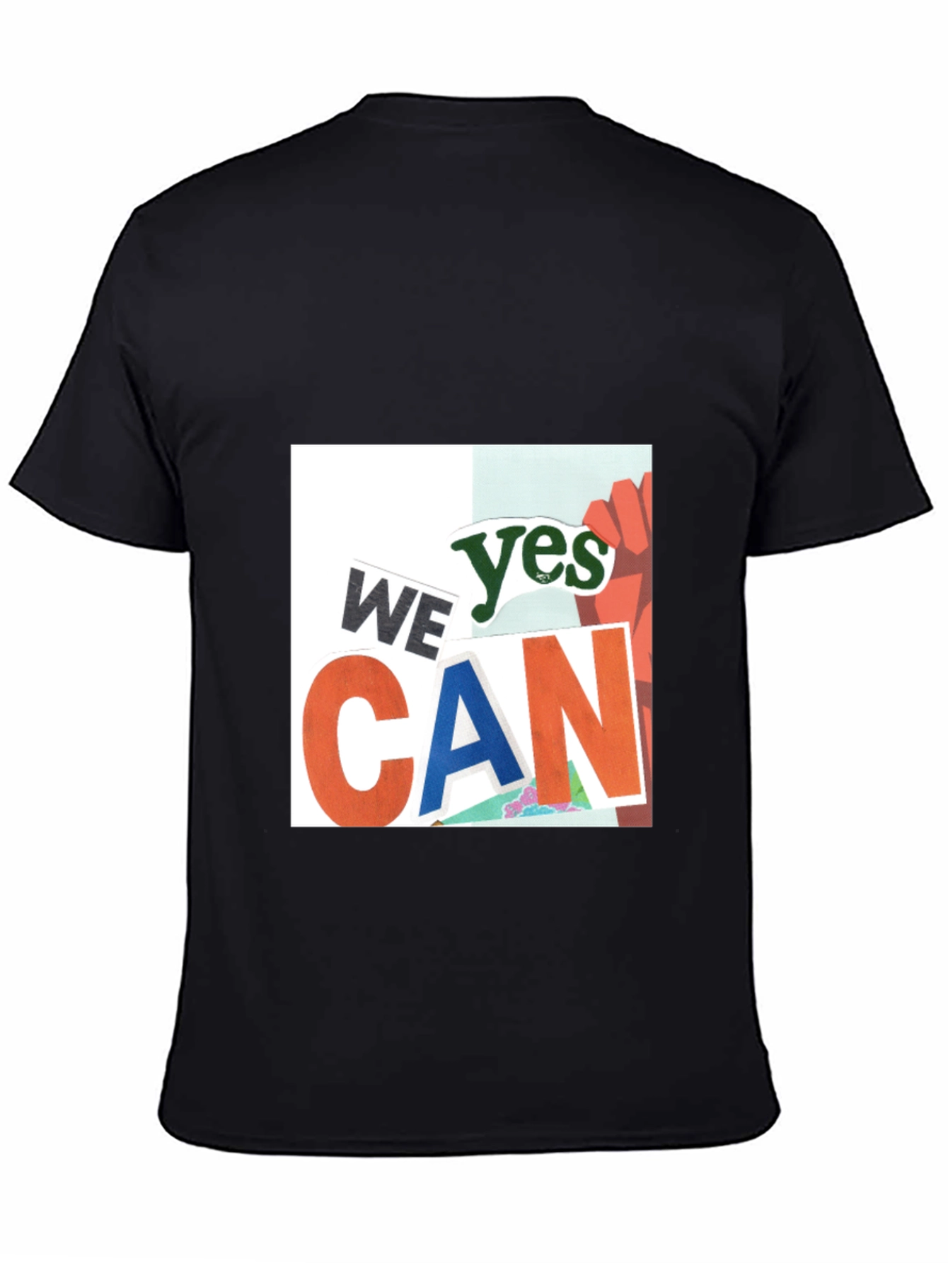 We Yes Can Graphic Print Black T-Shirt