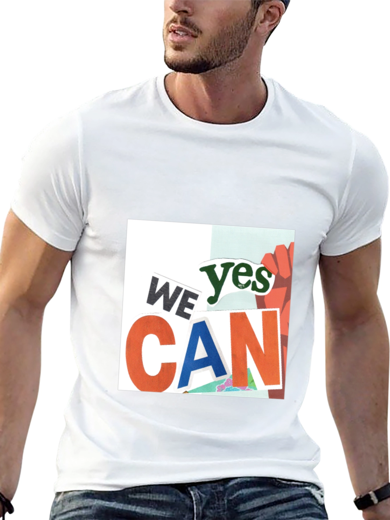 We Yes Can Graphic Print Black T-Shirt