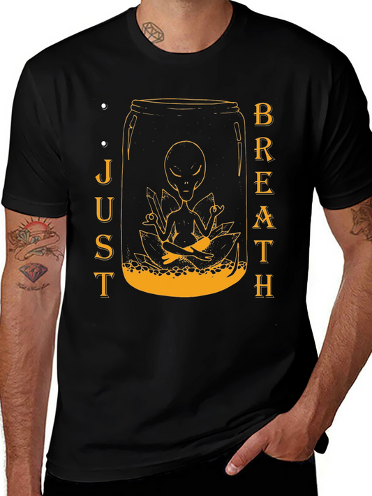 Alien Meditation Jar Graphic Tee - Just Breathe T-Shirt