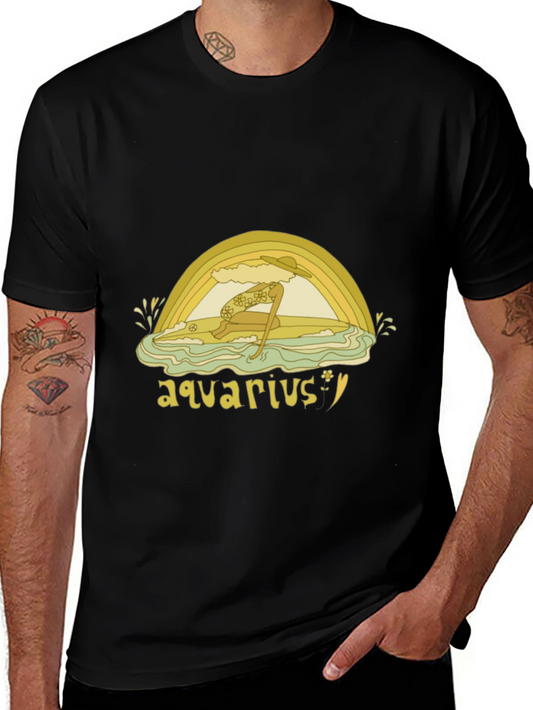 Aquarius Zodiac Graphic Tee - Retro Style