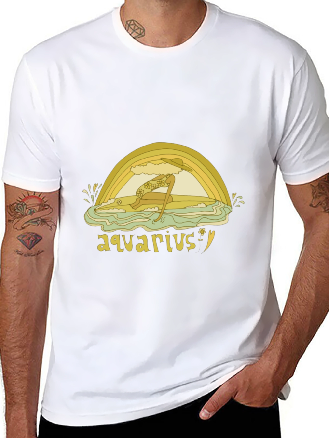 Aquarius Zodiac Graphic Tee - Retro Style