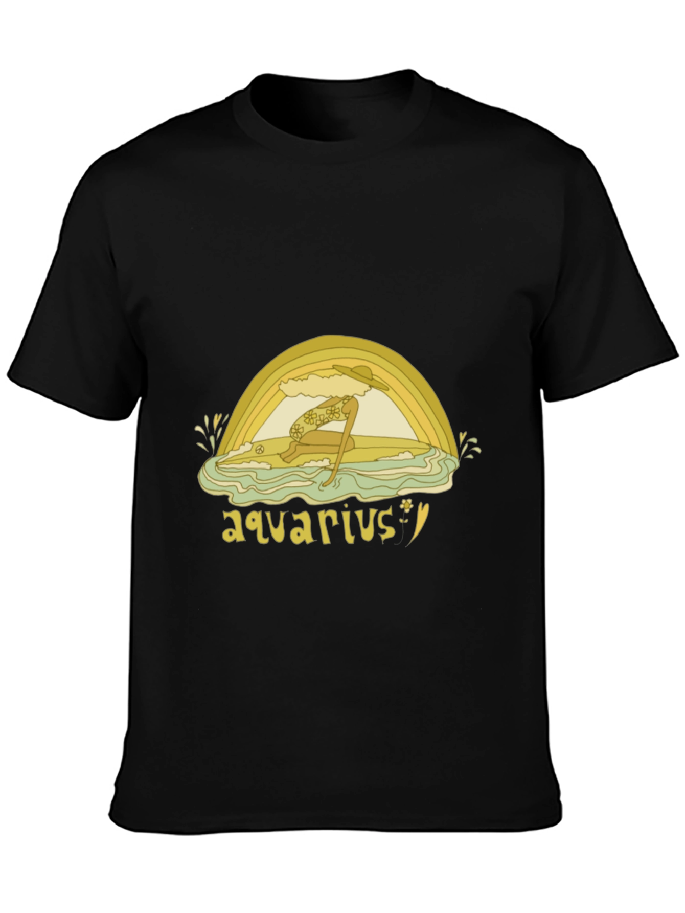 Aquarius Zodiac Graphic Tee - Retro Style