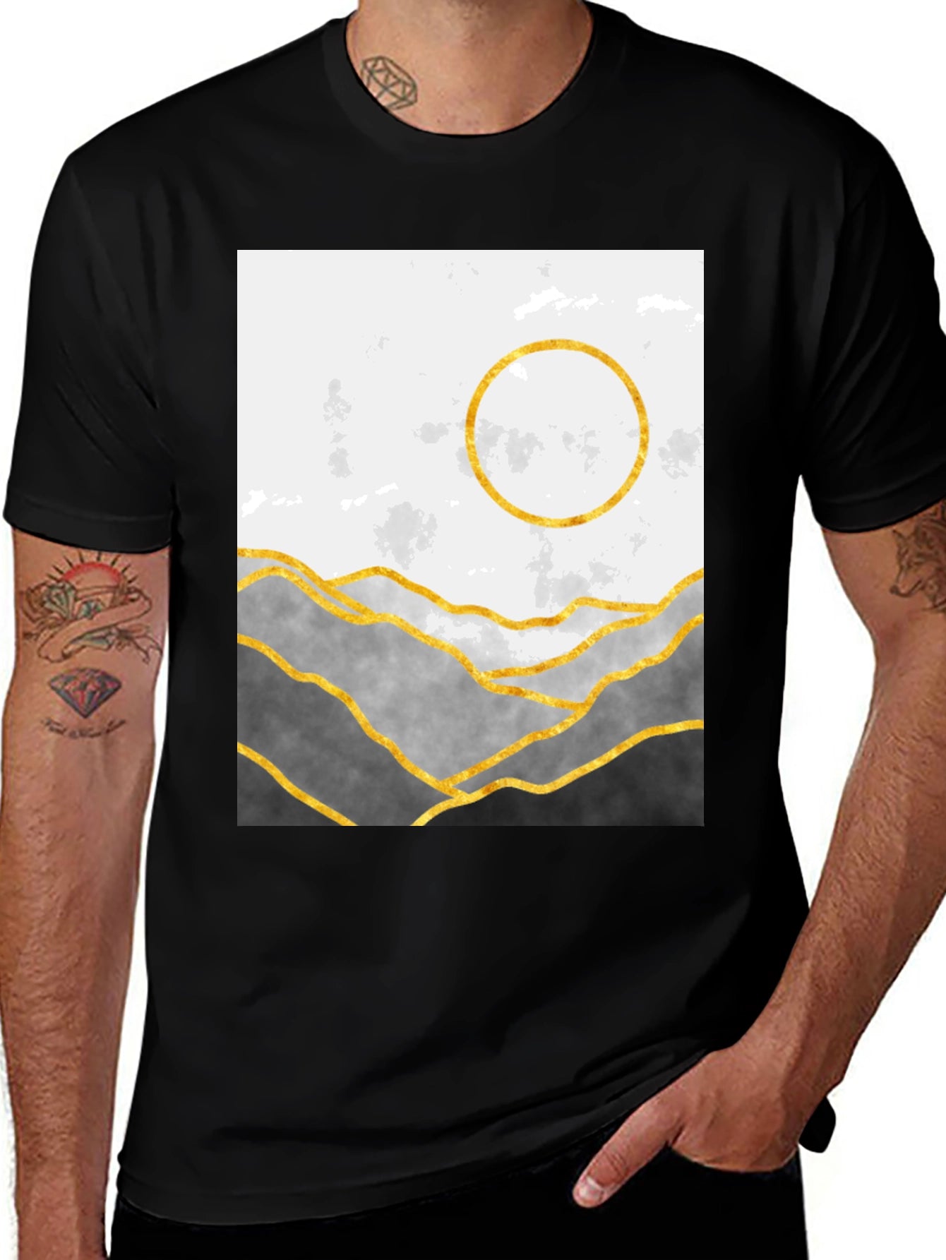 Abstract Mountain & Moon Graphic Tee