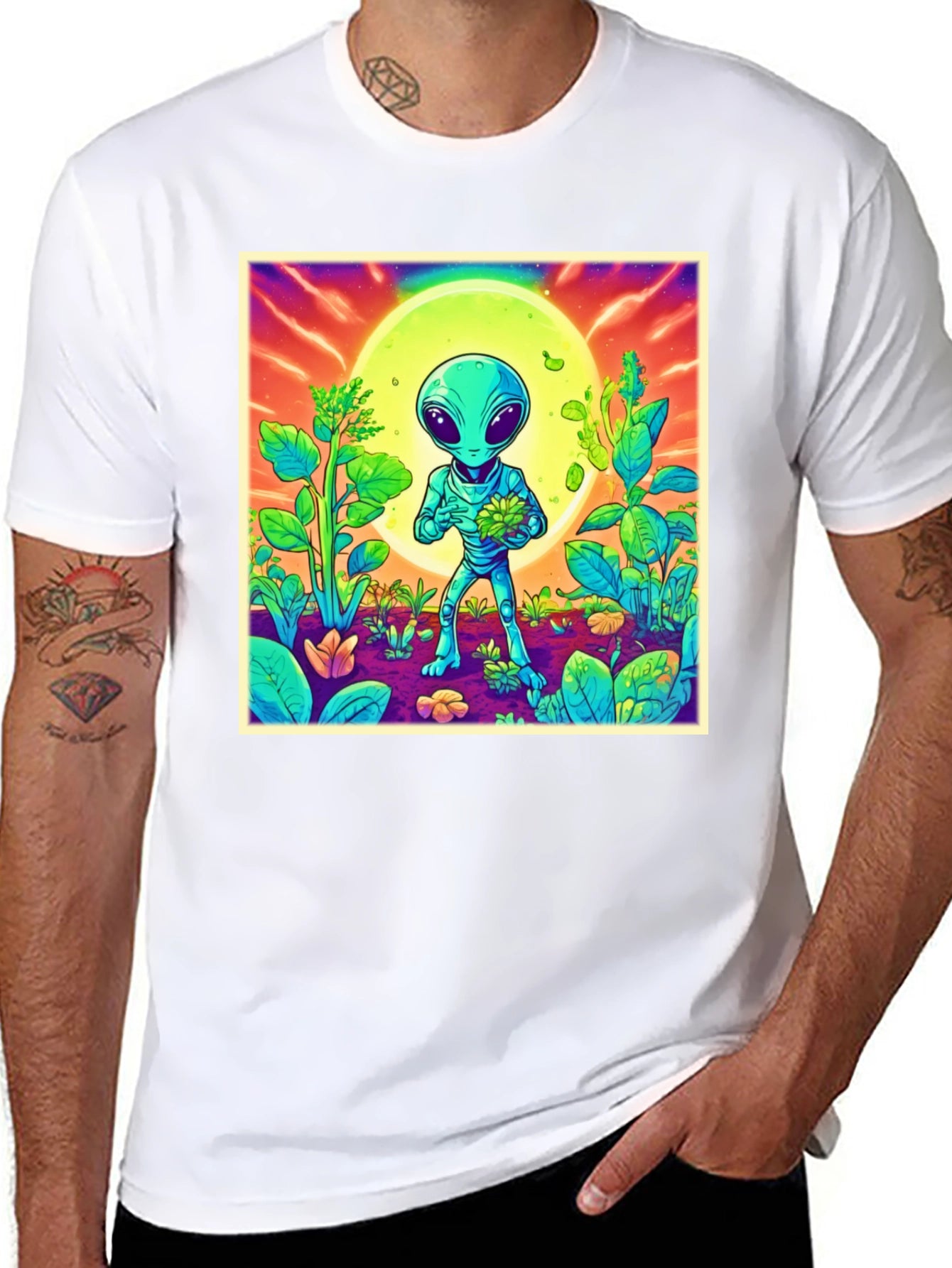 Alien Garden Graphic T-Shirt - Unique Sci-Fi Design