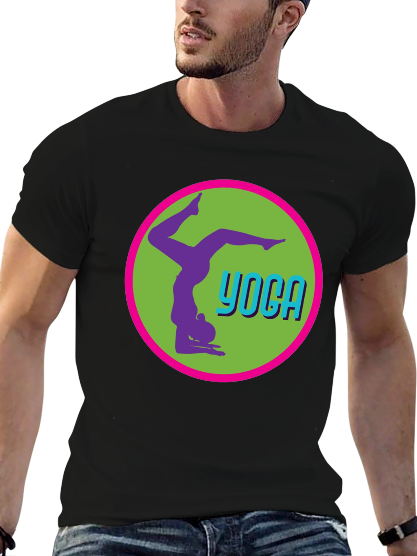 Yoga Pose Graphic Tee - Black Casual T-Shirt