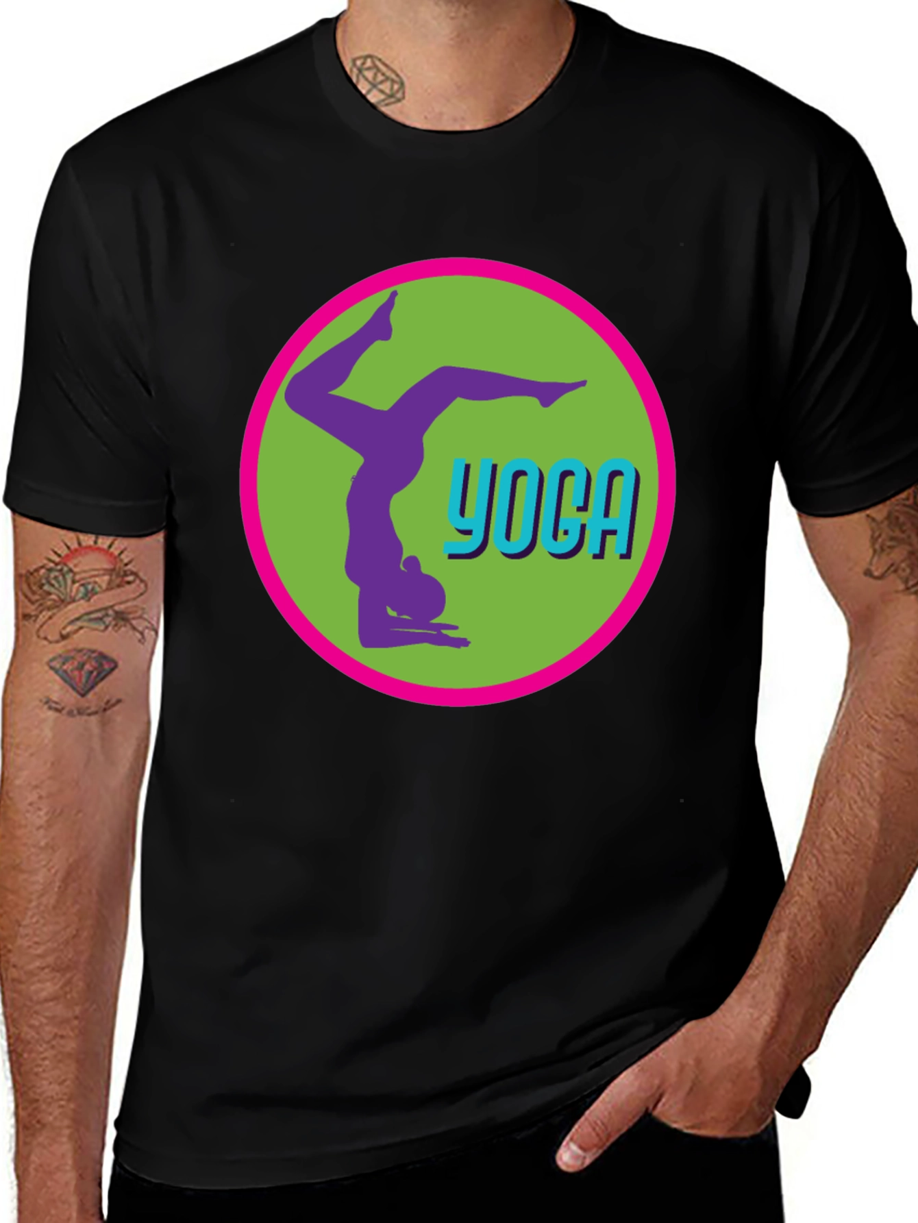 Yoga Pose Graphic Tee - Black Casual T-Shirt