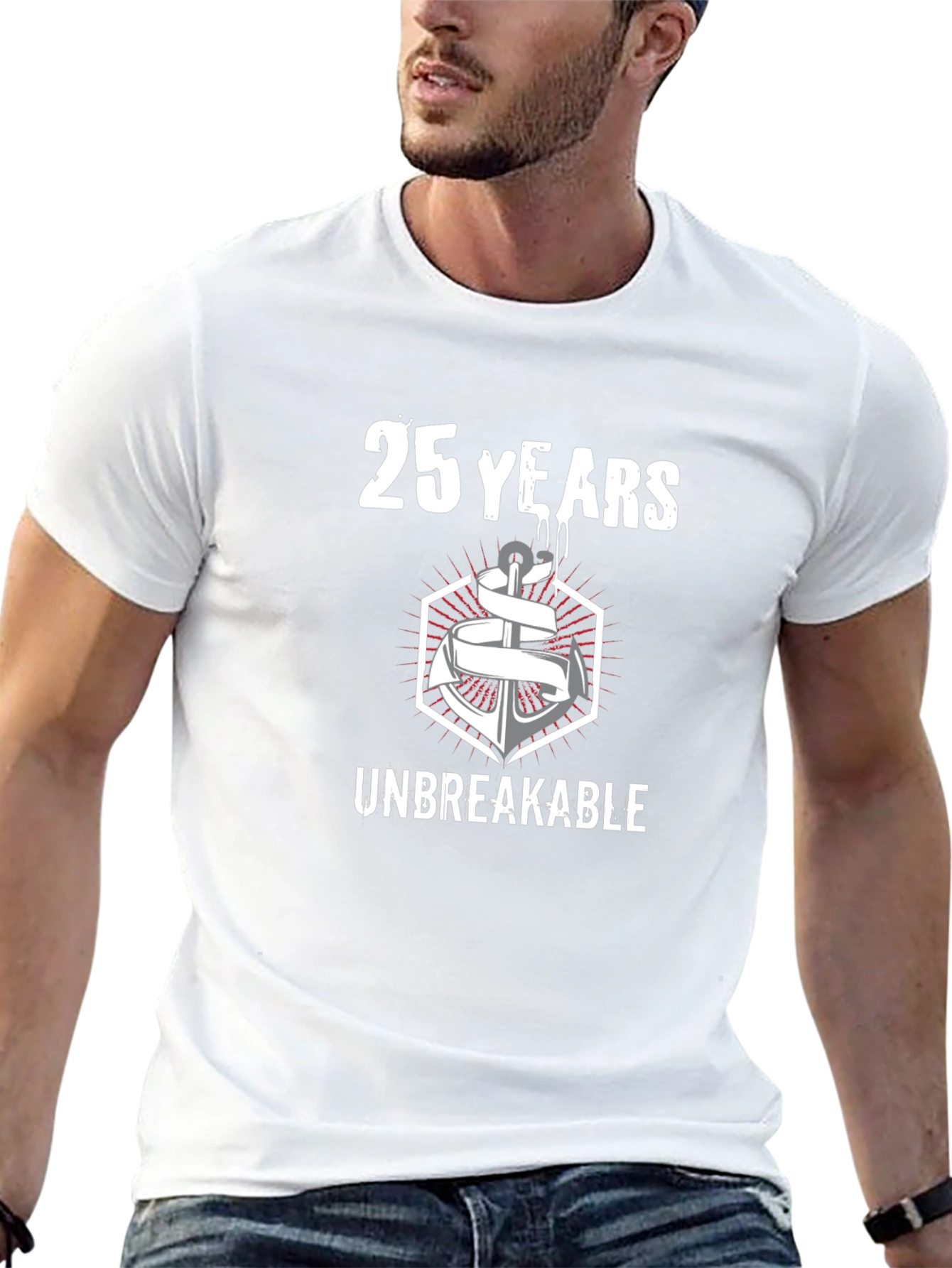25 Years Unbreakable Anchor Graphic Tee - Black