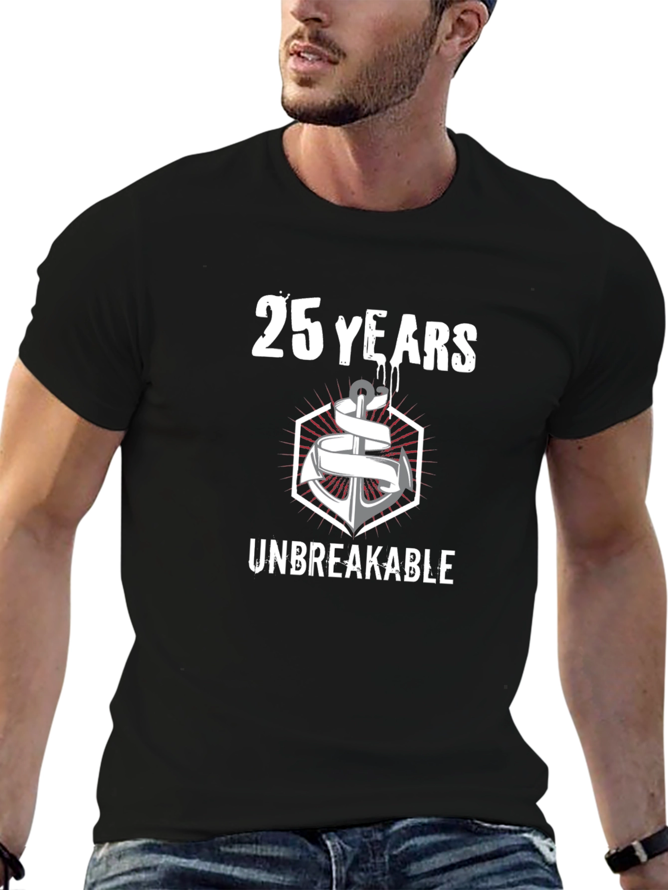 25 Years Unbreakable Anchor Graphic Tee - Black