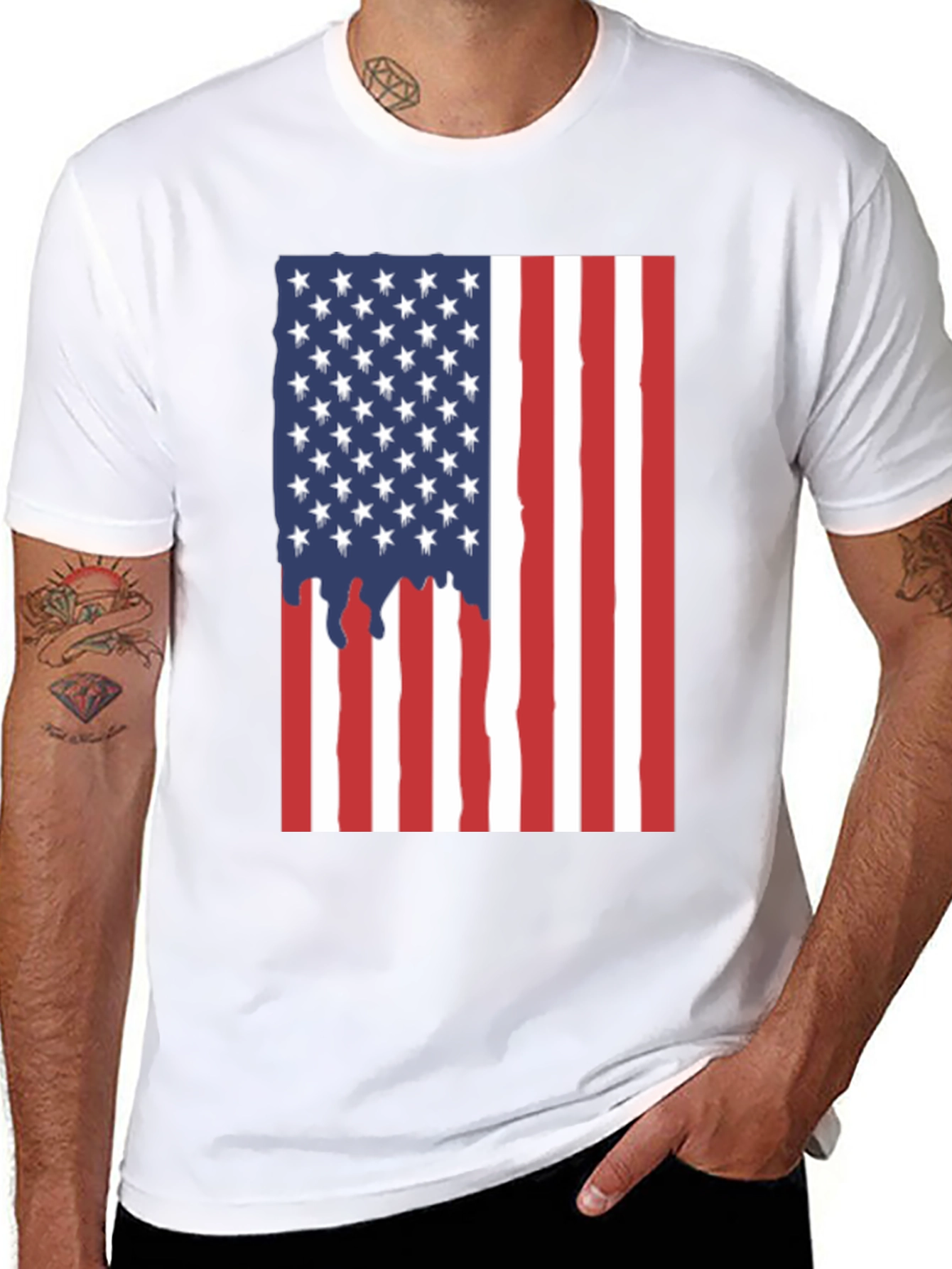 American Flag Graphic Tee - Patriotic Black T-Shirt