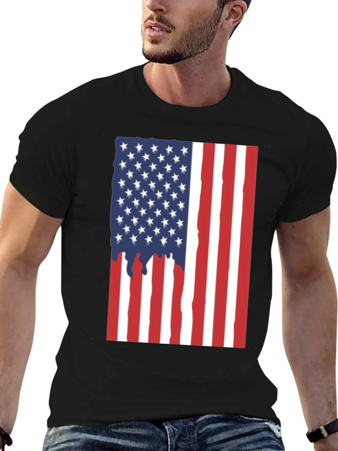 American Flag Graphic Tee - Patriotic Black T-Shirt