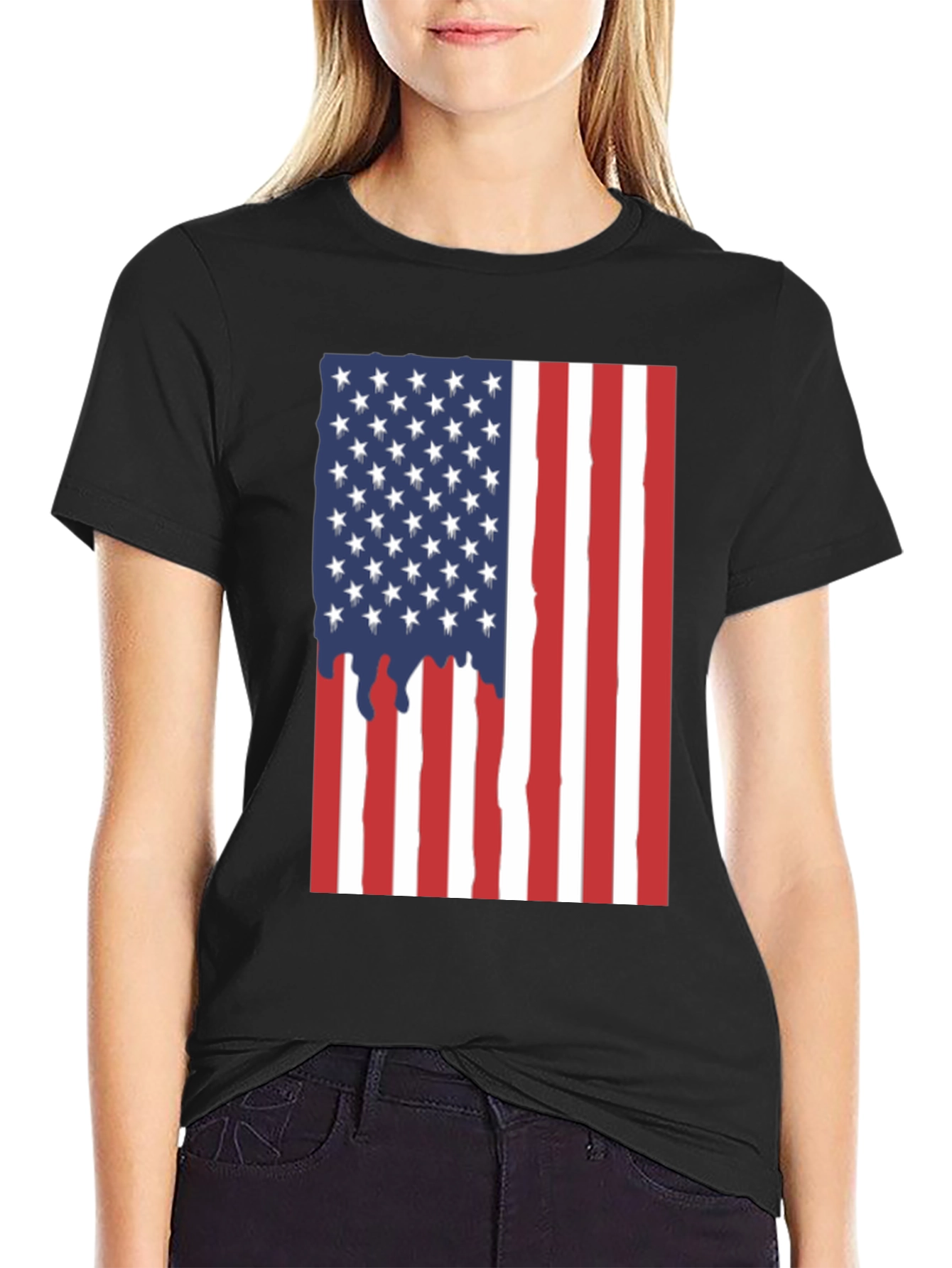 American Flag Graphic Tee - Patriotic Black T-Shirt