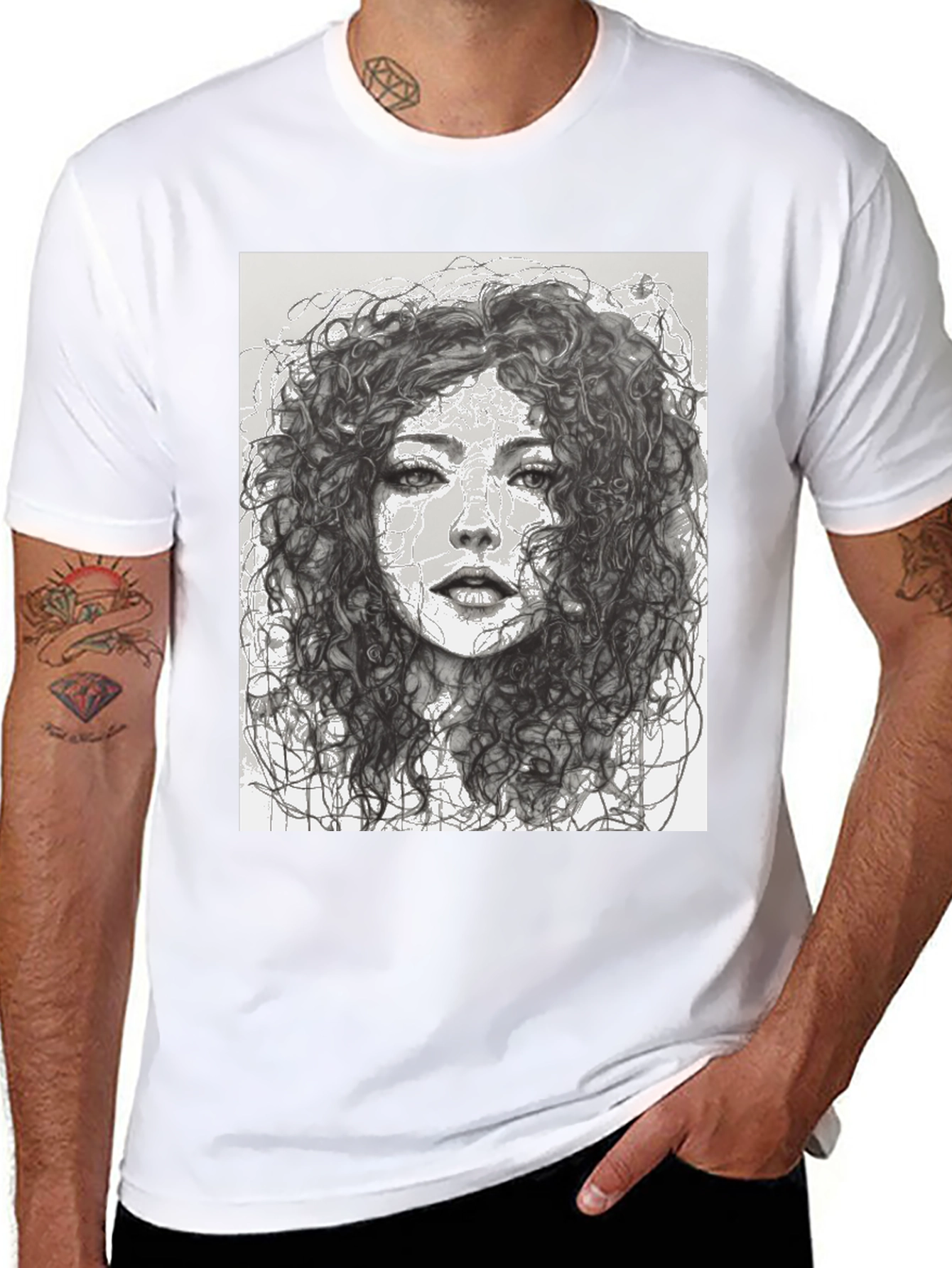 Woman Sketch Graphic Black T-Shirt
