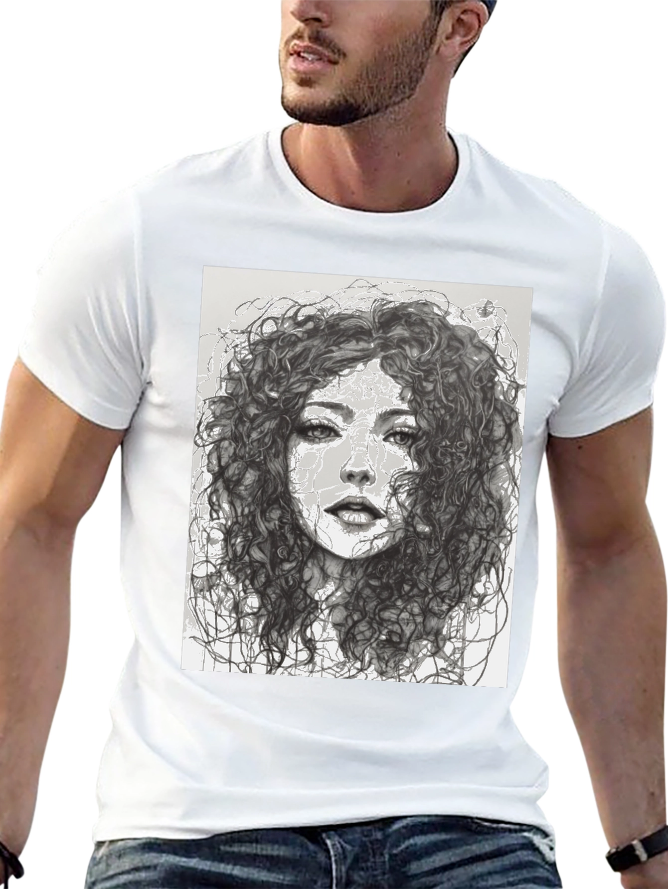 Woman Sketch Graphic Black T-Shirt
