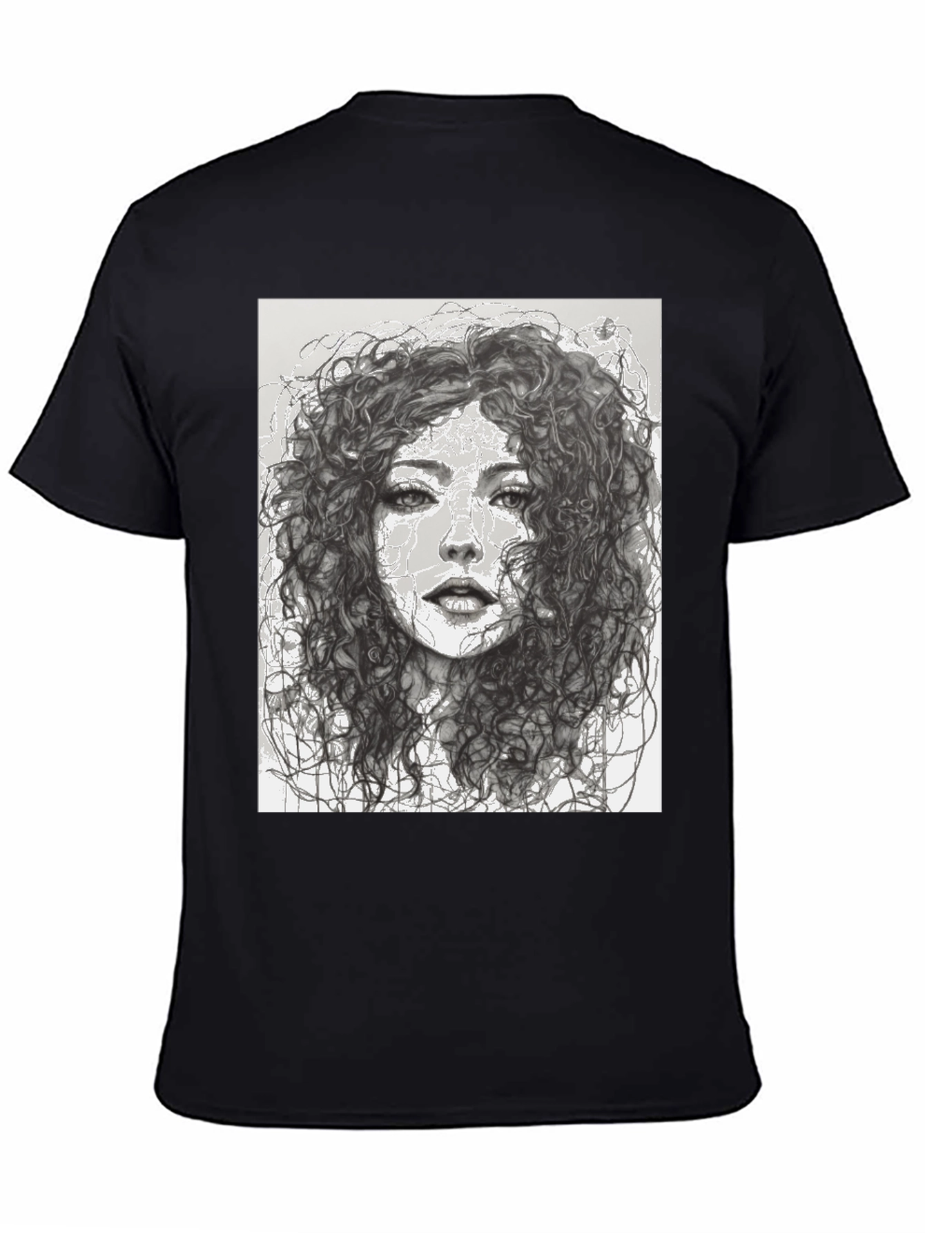Woman Sketch Graphic Black T-Shirt