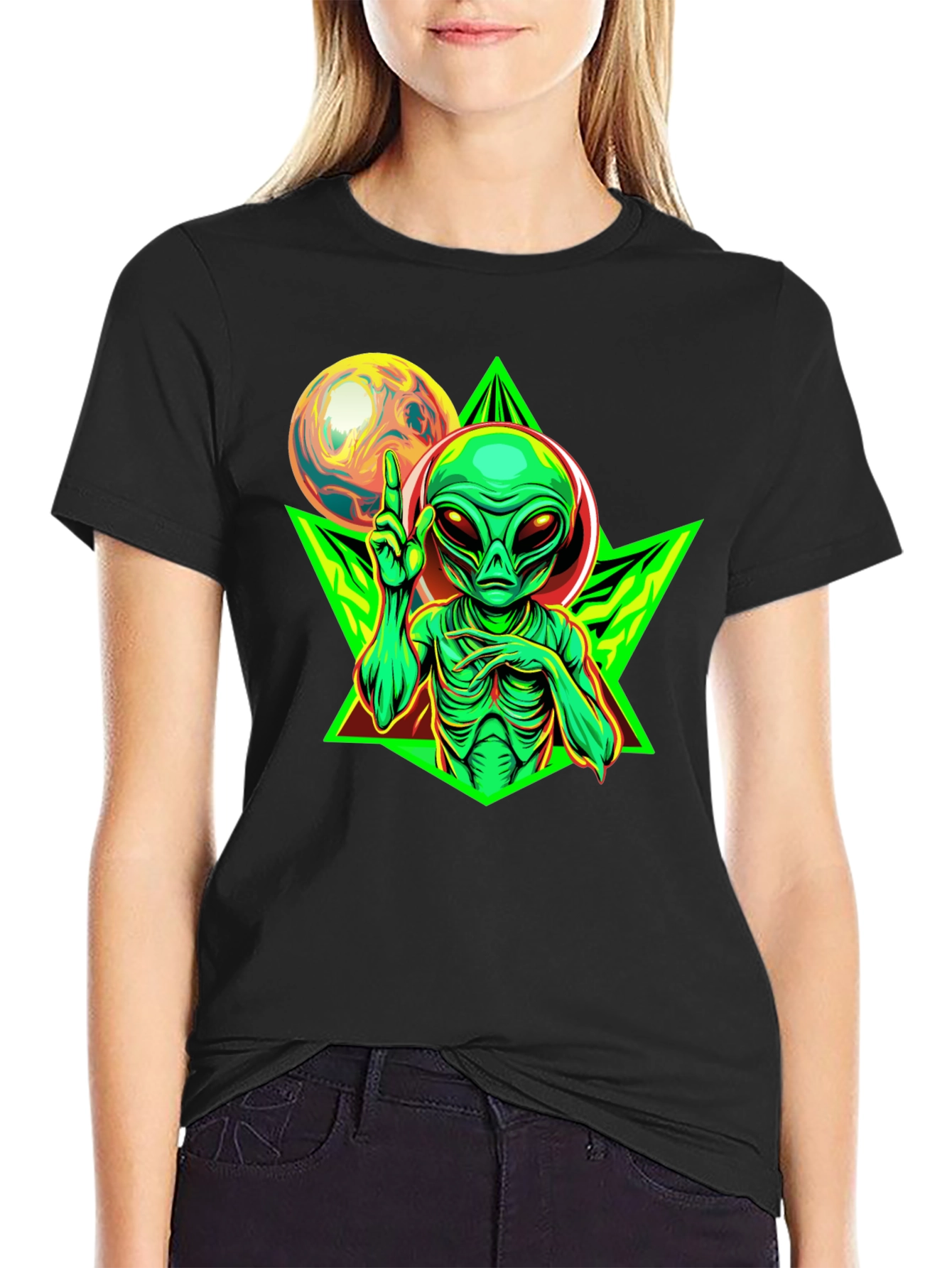 Alien Graphic T-Shirt - Black Cotton Tee