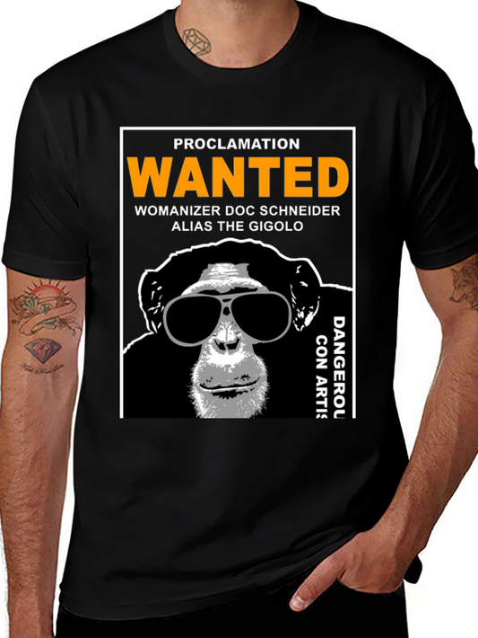 Wanted Monkey T-Shirt - Funny Primate Novelty Tee
