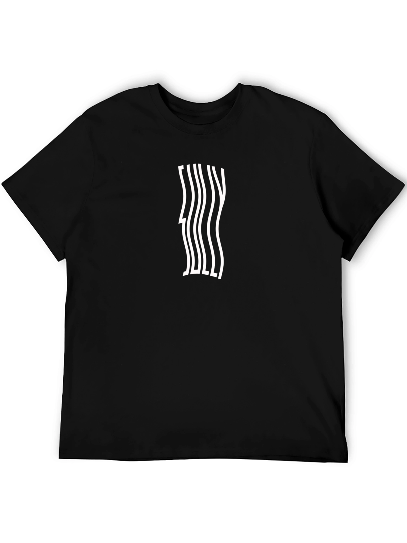 Wavy Text Graphic Tee - Modern Black T-Shirt