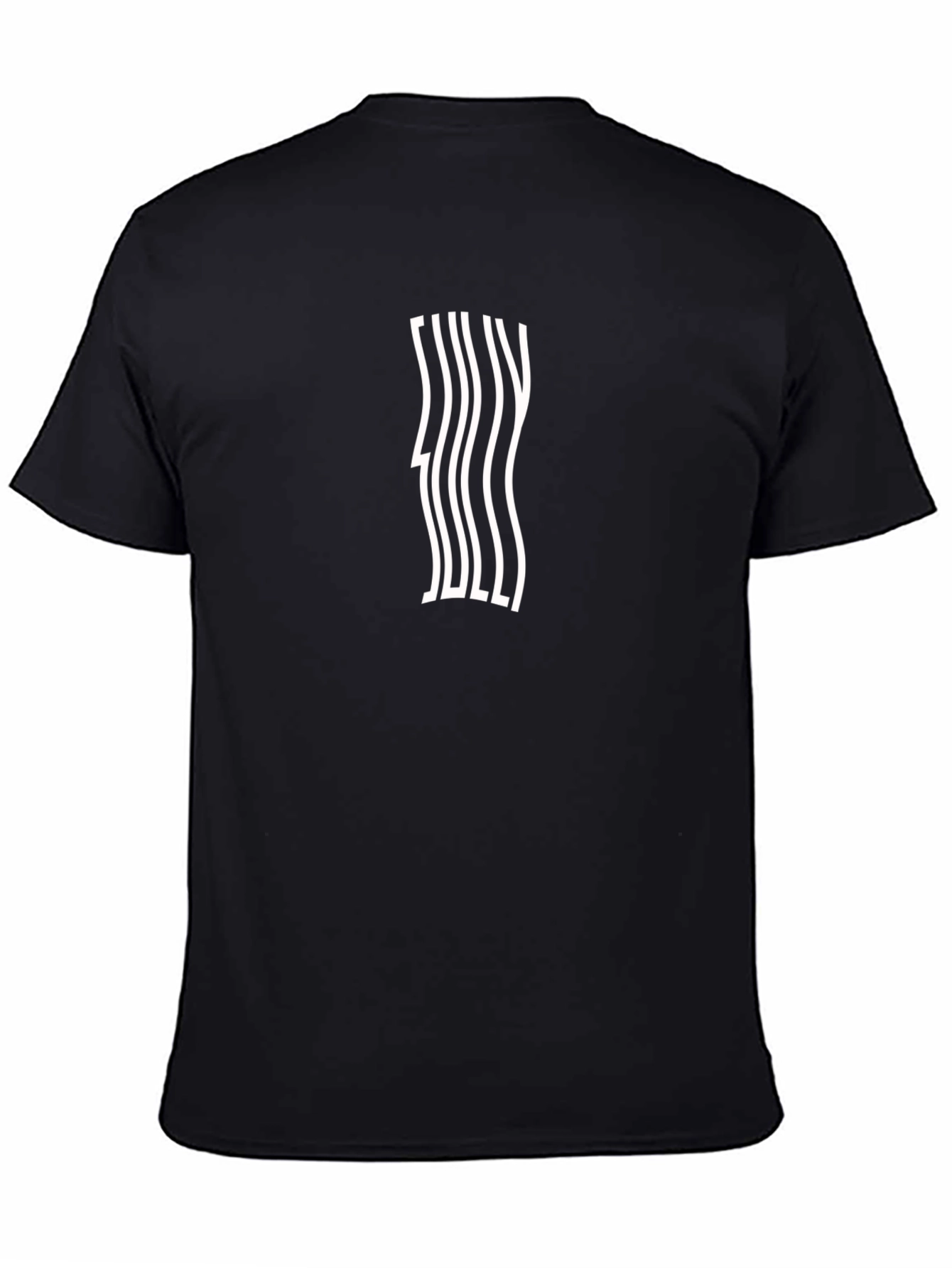 Wavy Text Graphic Tee - Modern Black T-Shirt
