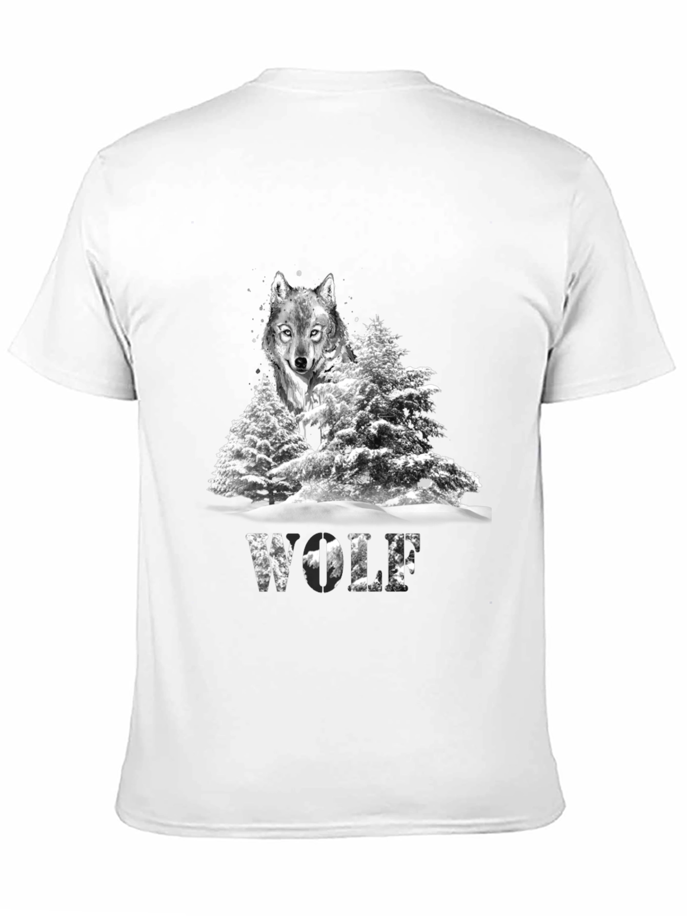 Wolf in Winter T-Shirt Graphic Print Black