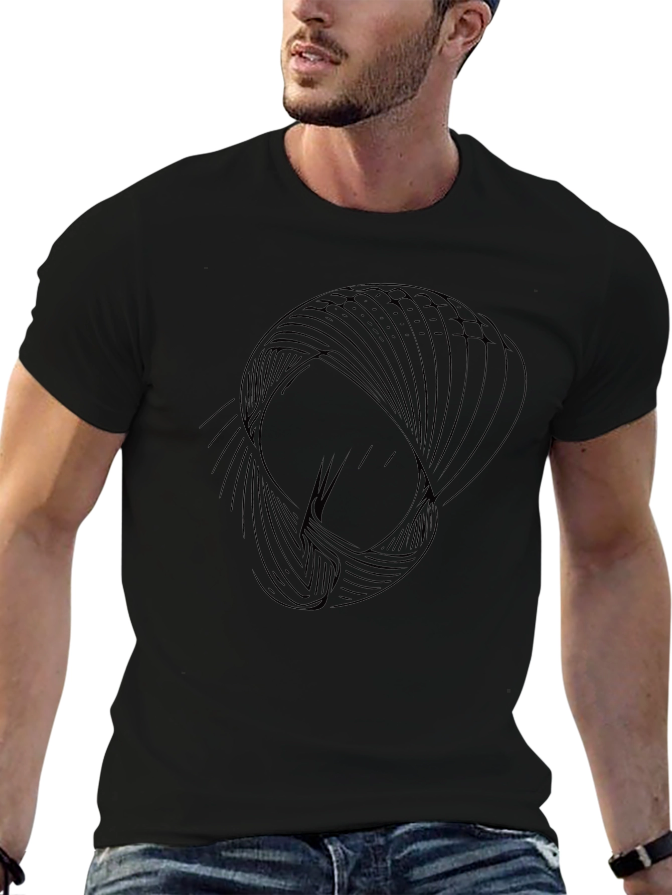 Abstract Graphic Black T-Shirt - Modern Casual Wear