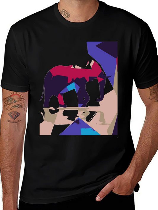 Abstract Elephant Graphic Tee - Modern Art Shirt