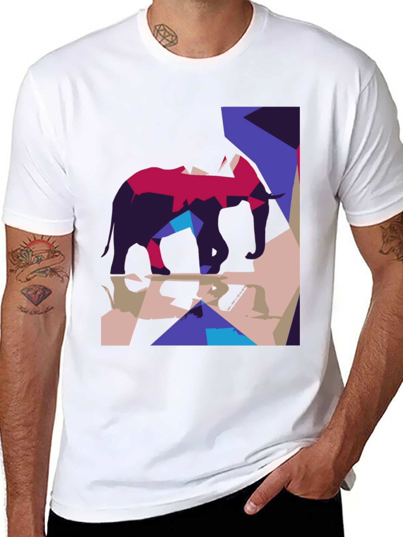 Abstract Elephant Graphic Tee - Modern Art Shirt