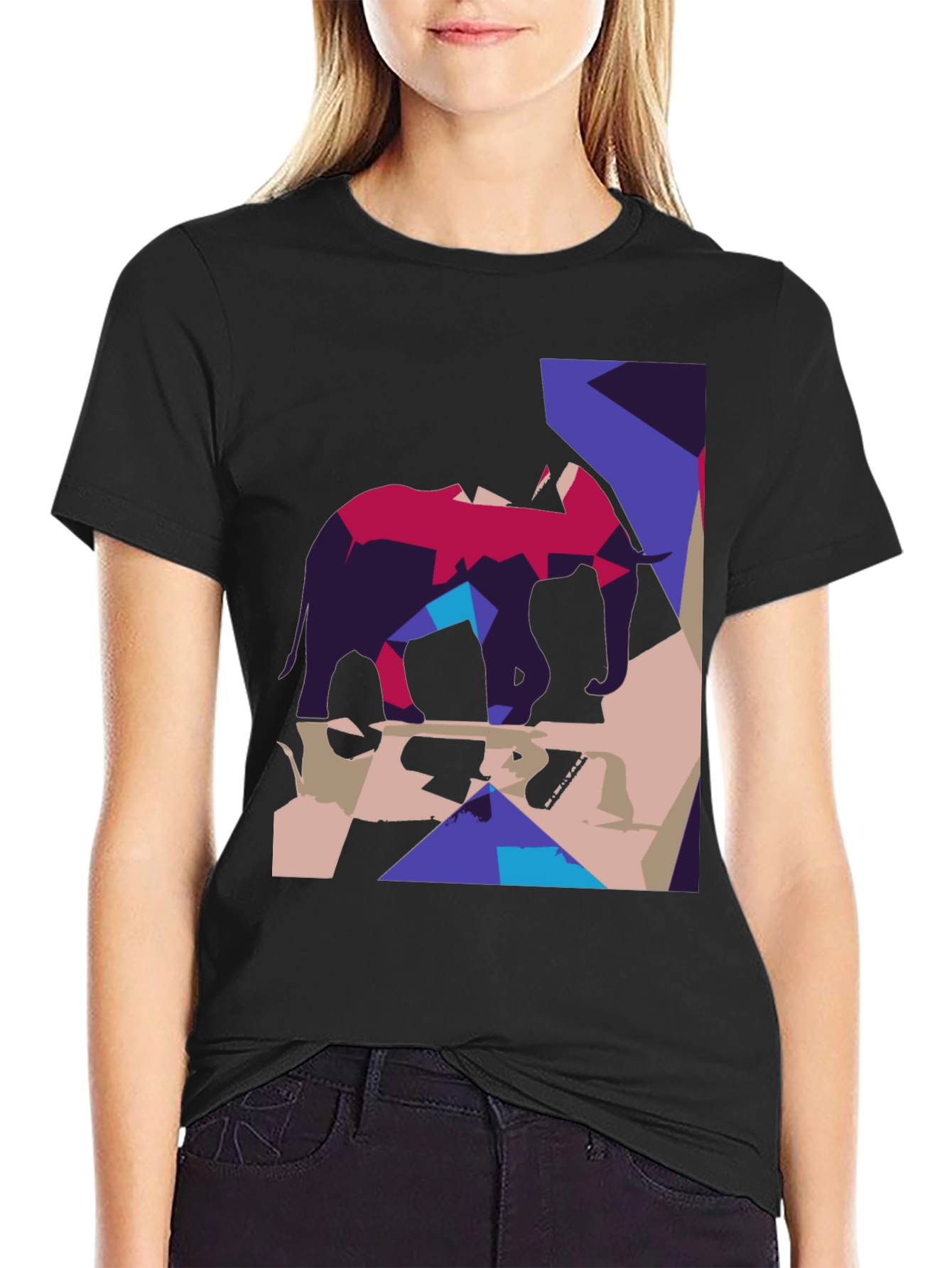 Abstract Elephant Graphic Tee - Modern Art Shirt