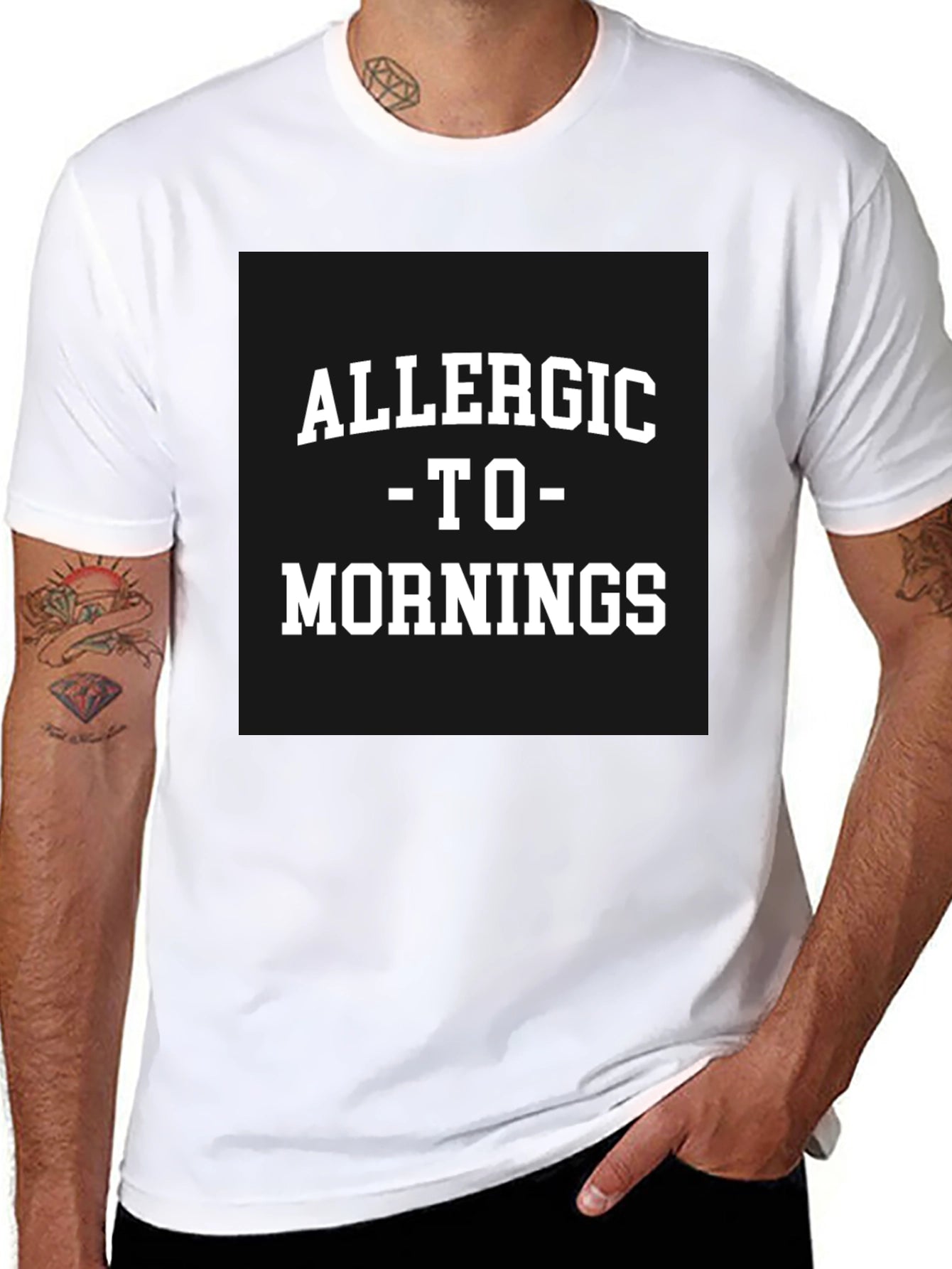 Allergic to Mornings Black T-Shirt
