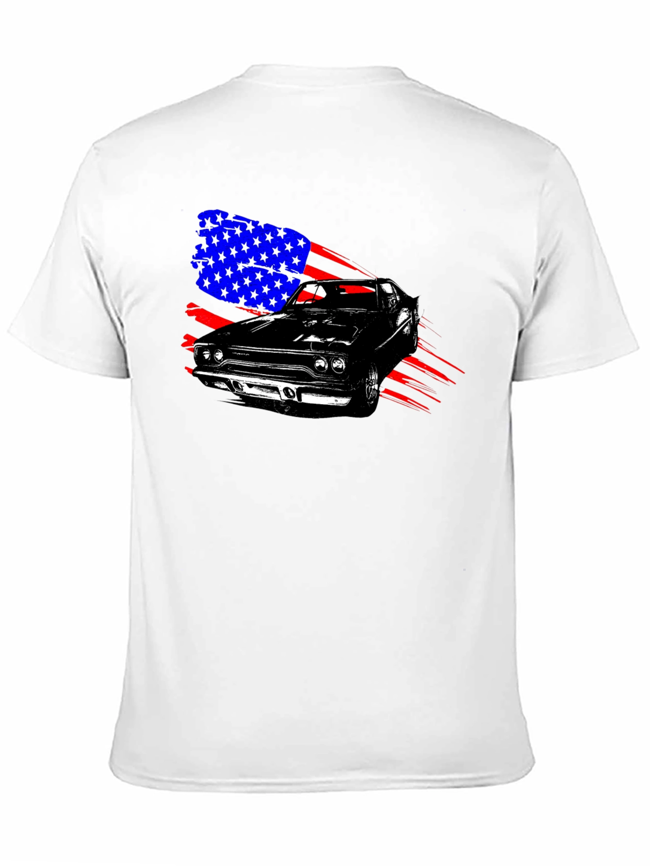 American Muscle Car Graphic T-Shirt - Patriotic Design