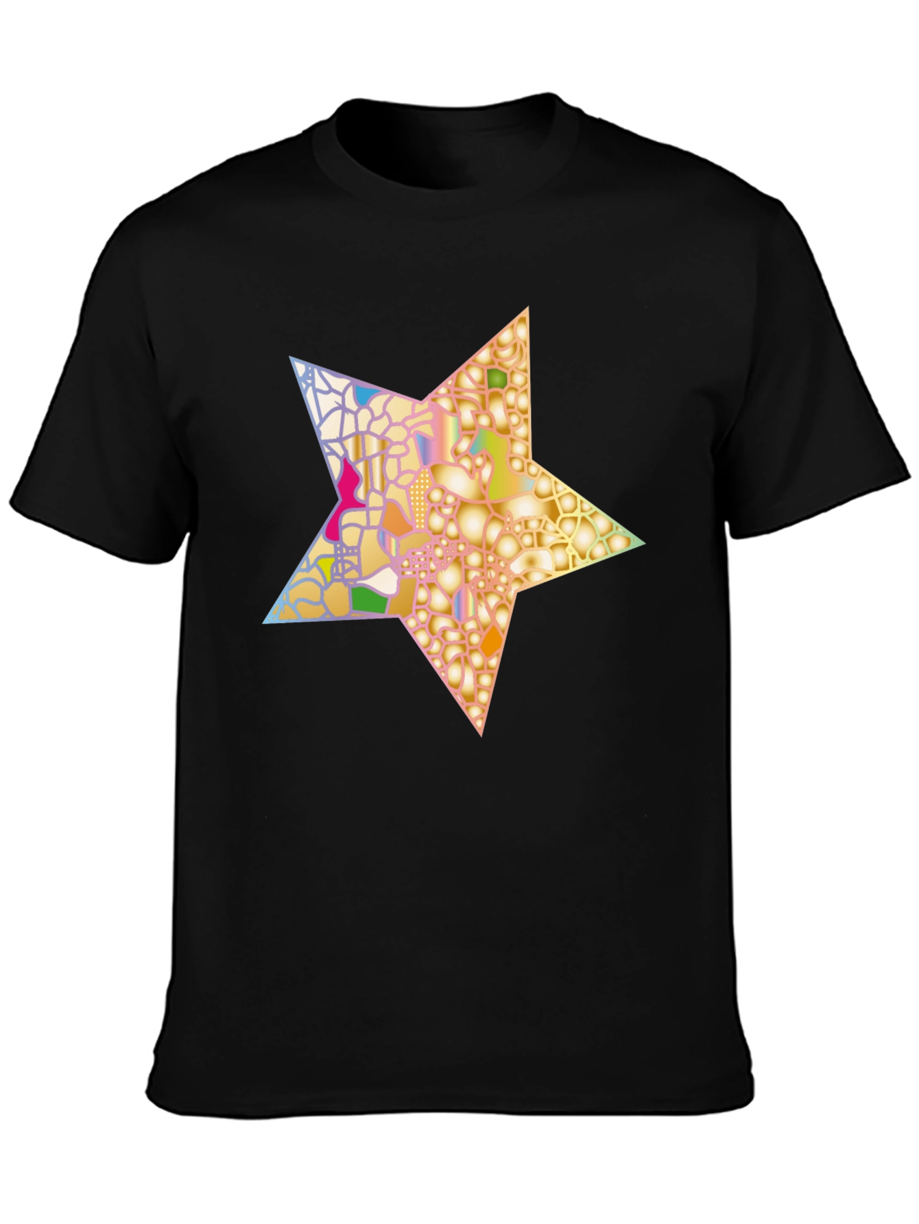 Abstract Star Graphic Tee - Stylish Mens Black T-Shirt