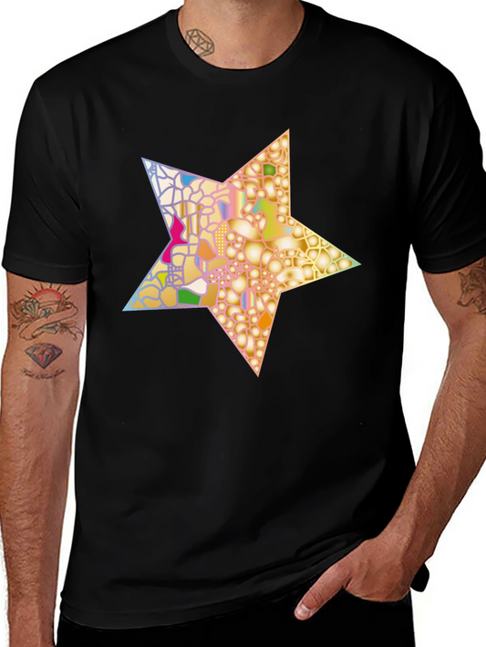 Abstract Star Graphic Tee - Stylish Mens Black T-Shirt