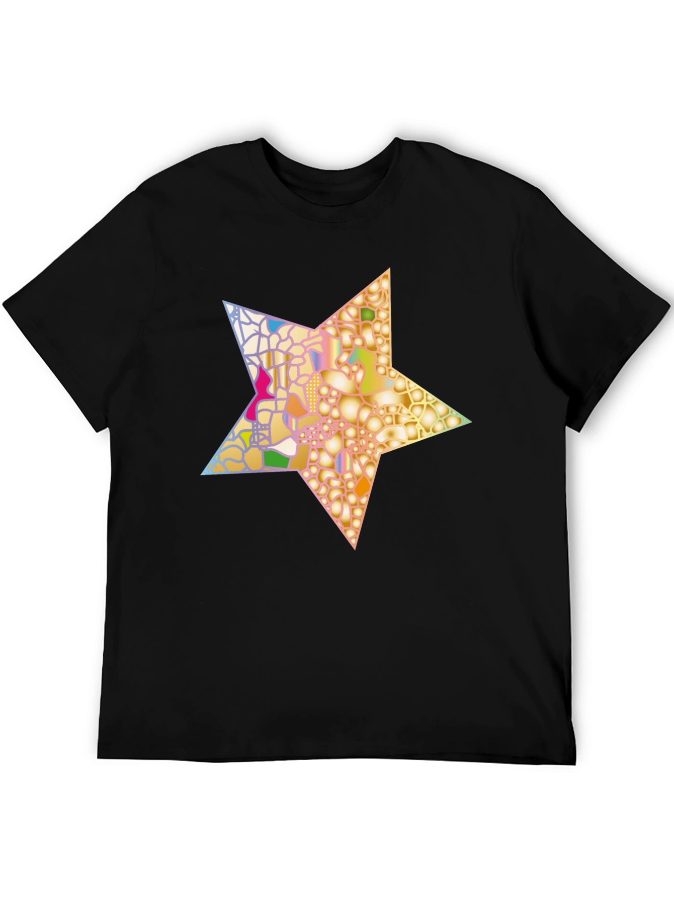 Abstract Star Graphic Tee - Stylish Mens Black T-Shirt