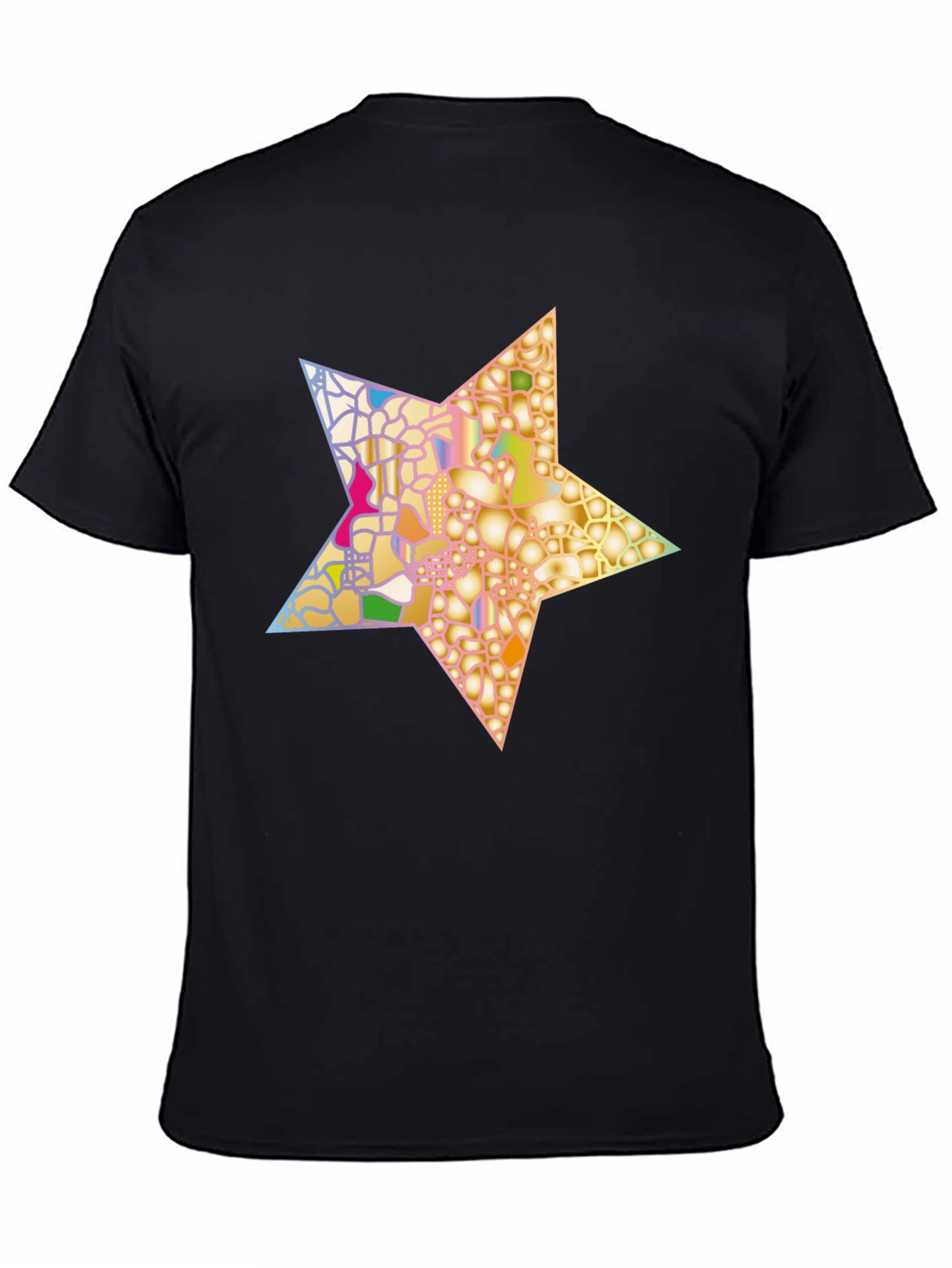 Abstract Star Graphic Tee - Stylish Mens Black T-Shirt