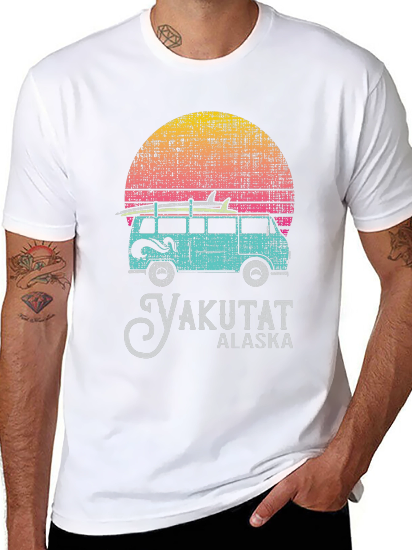Yakutat Alaska Retro Sunset Van Surf T-Shirt