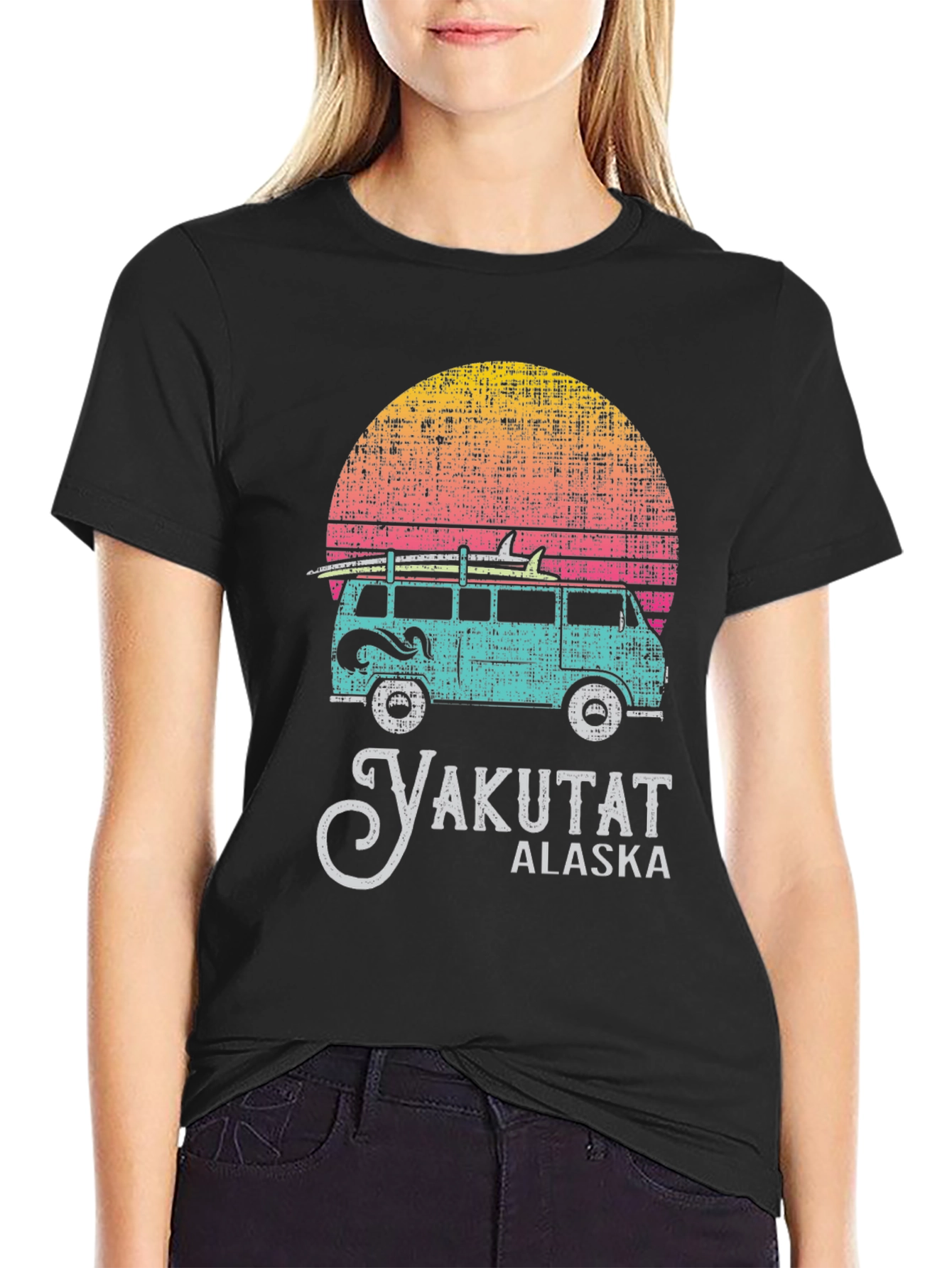Yakutat Alaska Retro Sunset Van Surf T-Shirt