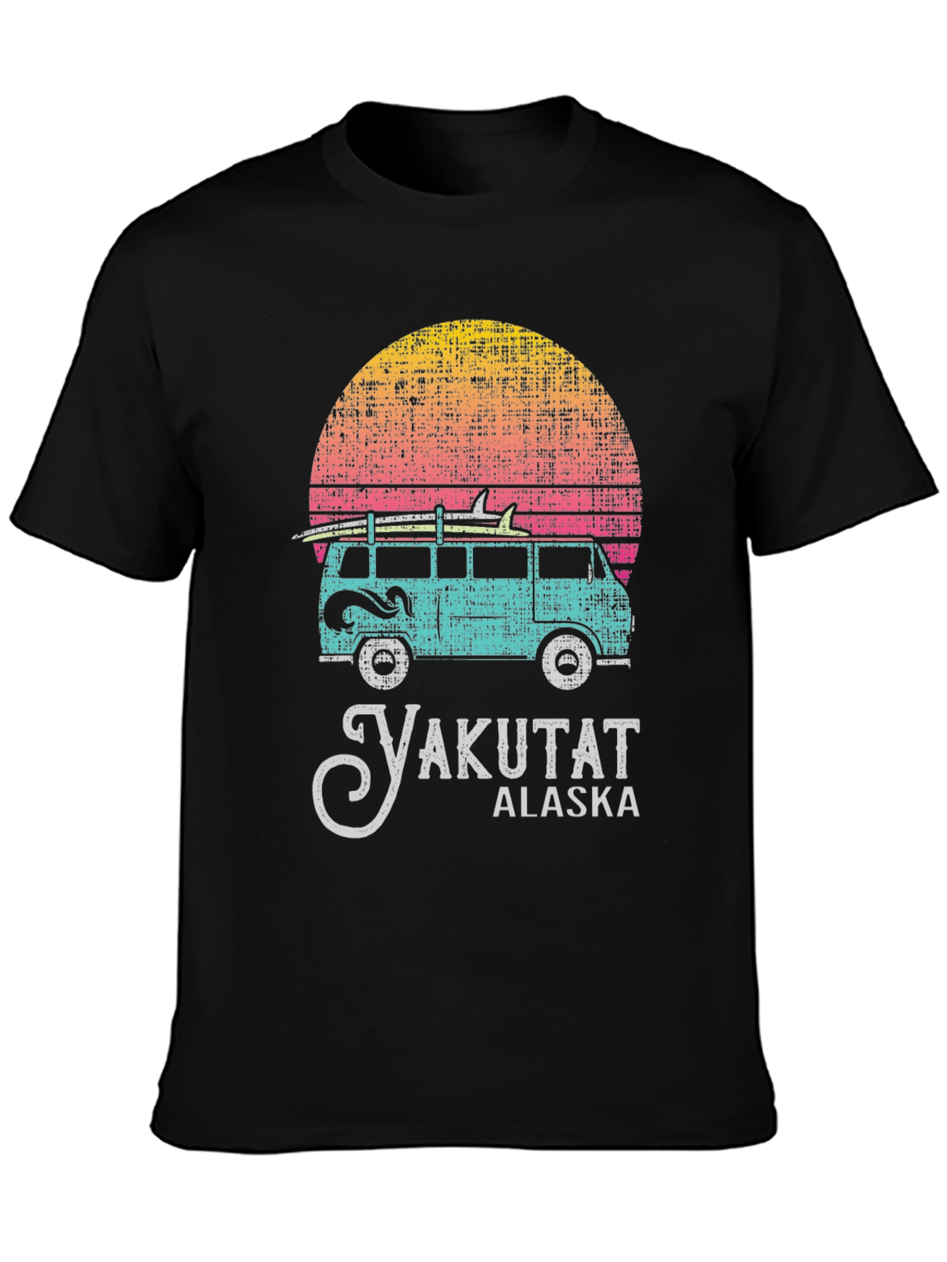 Yakutat Alaska Retro Sunset Van Surf T-Shirt