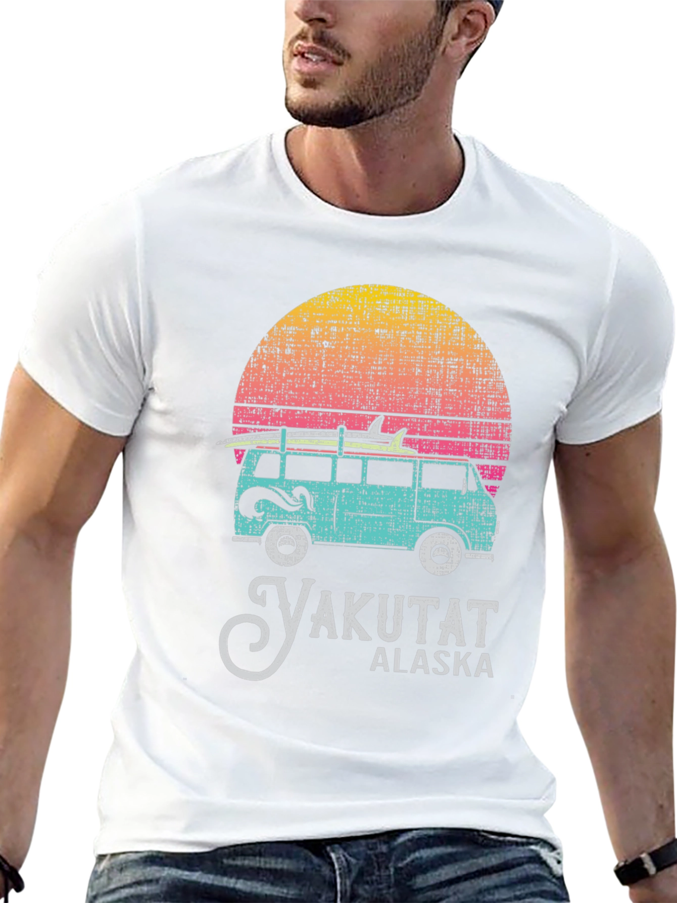 Yakutat Alaska Retro Sunset Van Surf T-Shirt