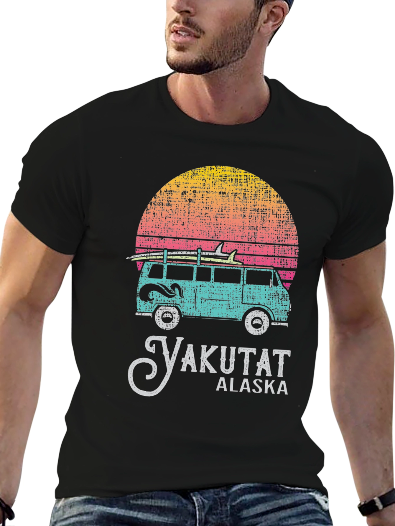 Yakutat Alaska Retro Sunset Van Surf T-Shirt