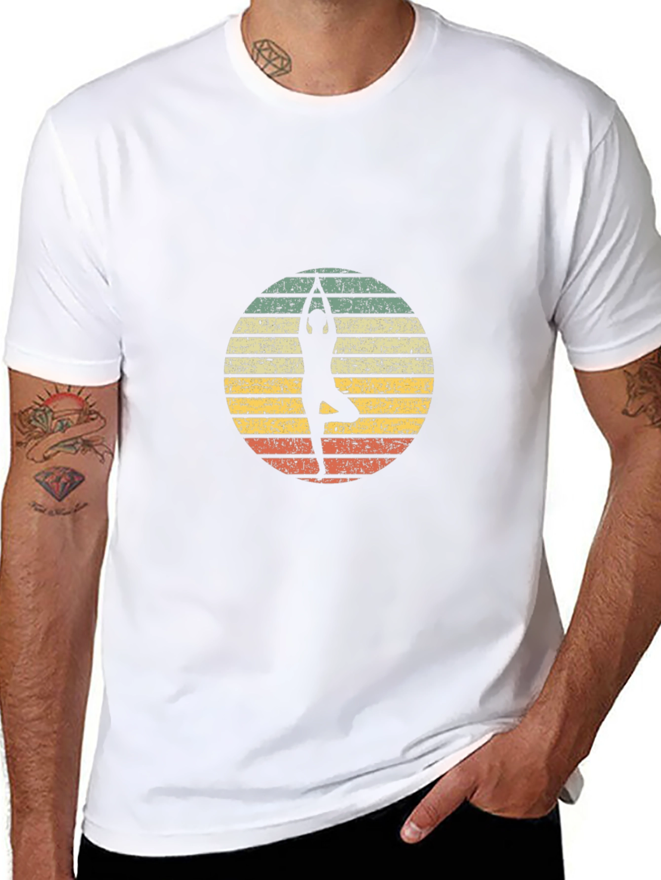Yoga Pose Graphic Tee - Retro Style T-Shirt