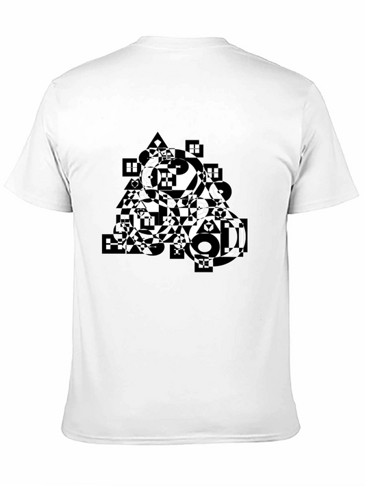 Abstract Geometric Print Black T-Shirt