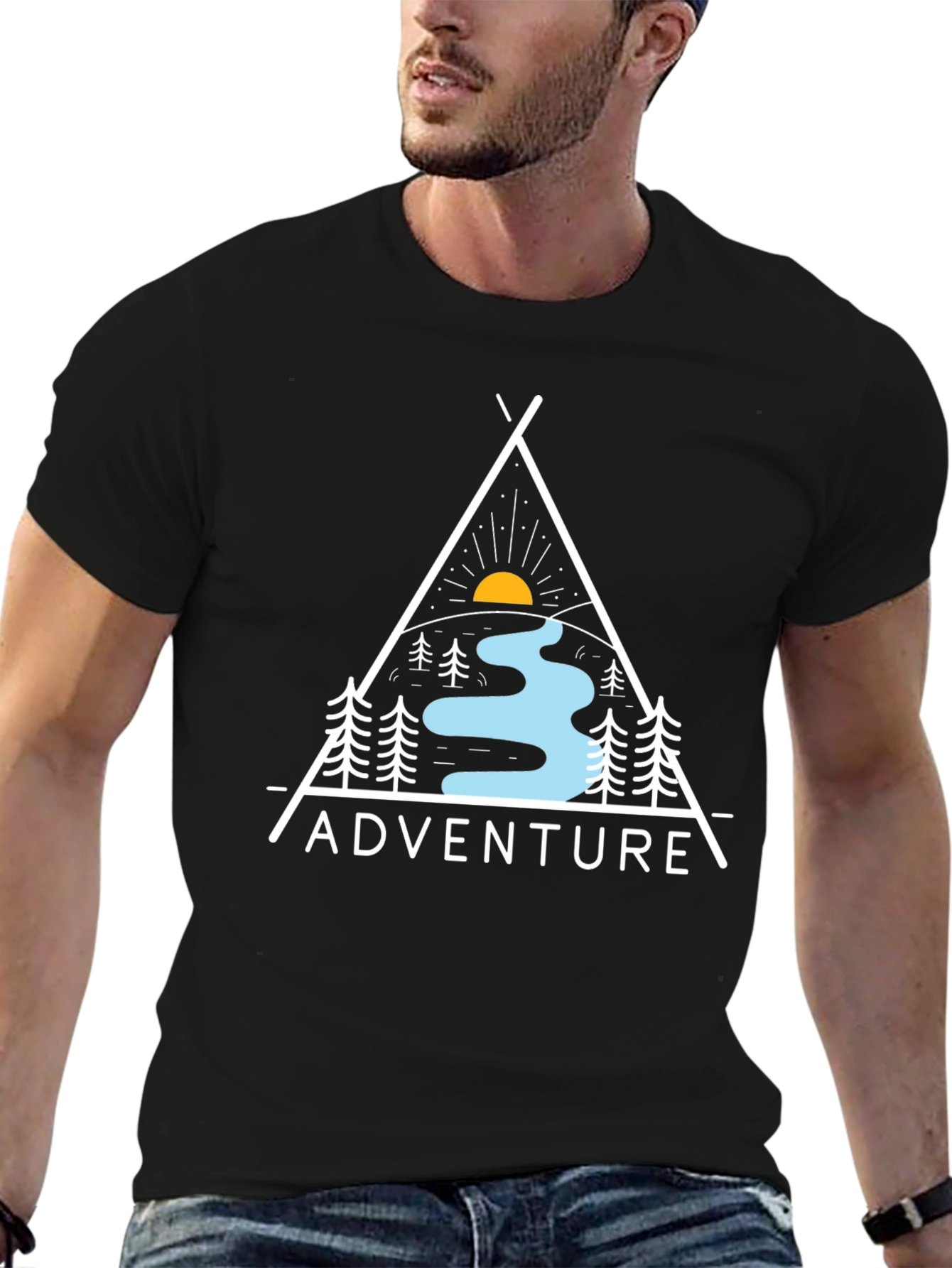 Adventure Graphic Print Black T-Shirt