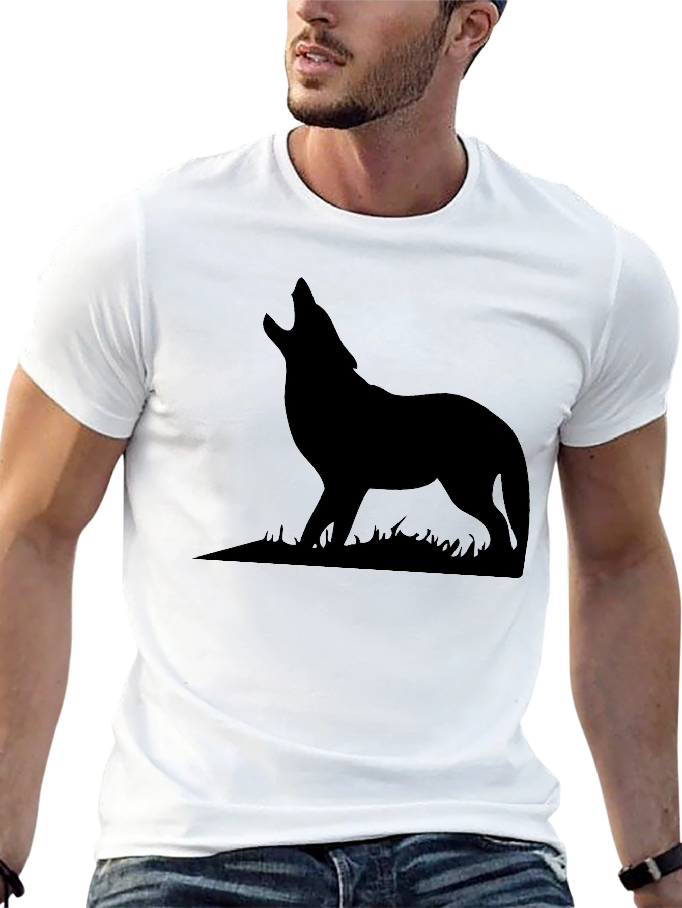 Wolf Silhouette Black Graphic Tee - Mens
